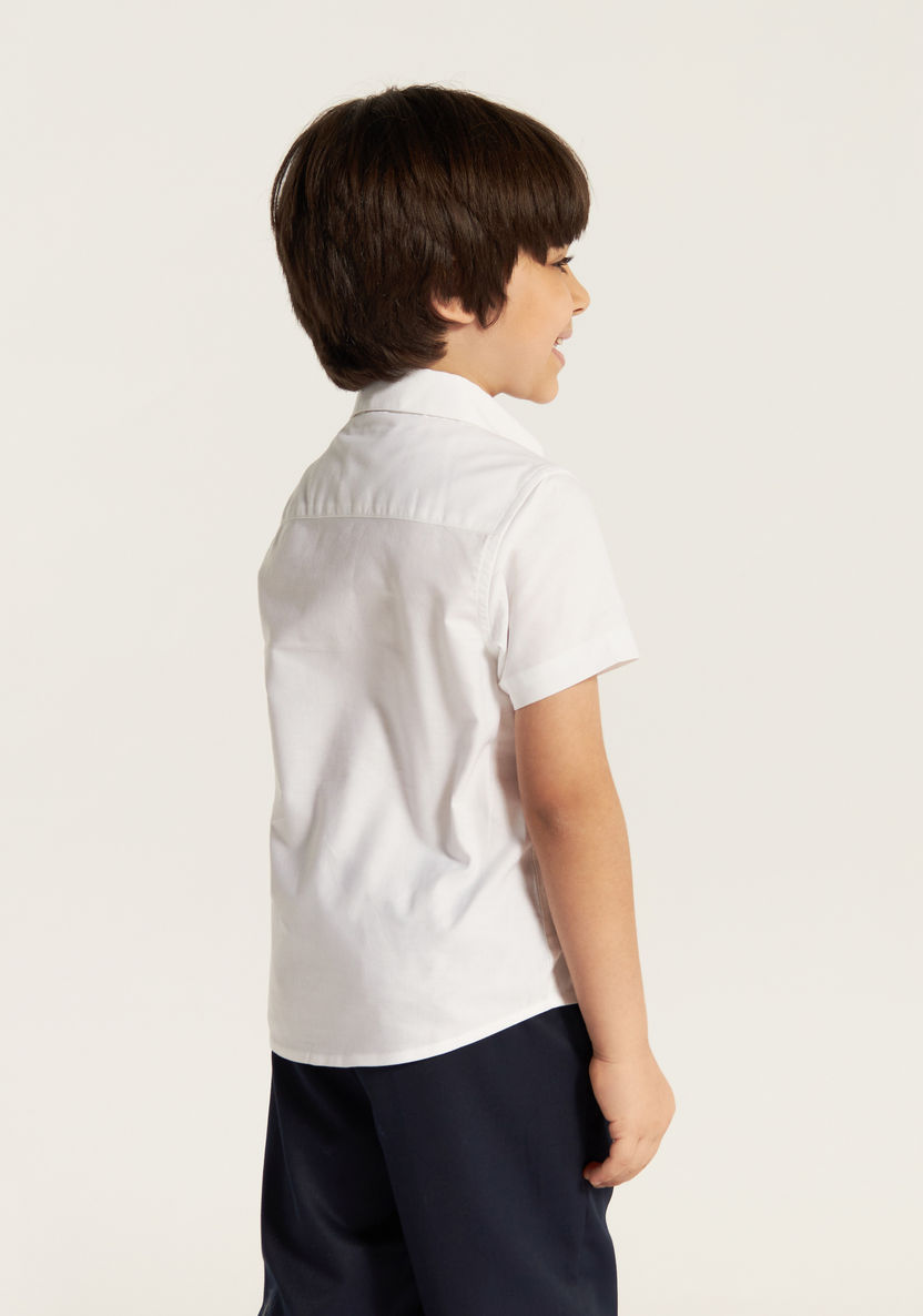 Juniors Solid Shirt with Chest Pocket and Short Sleeves-Tops-image-3