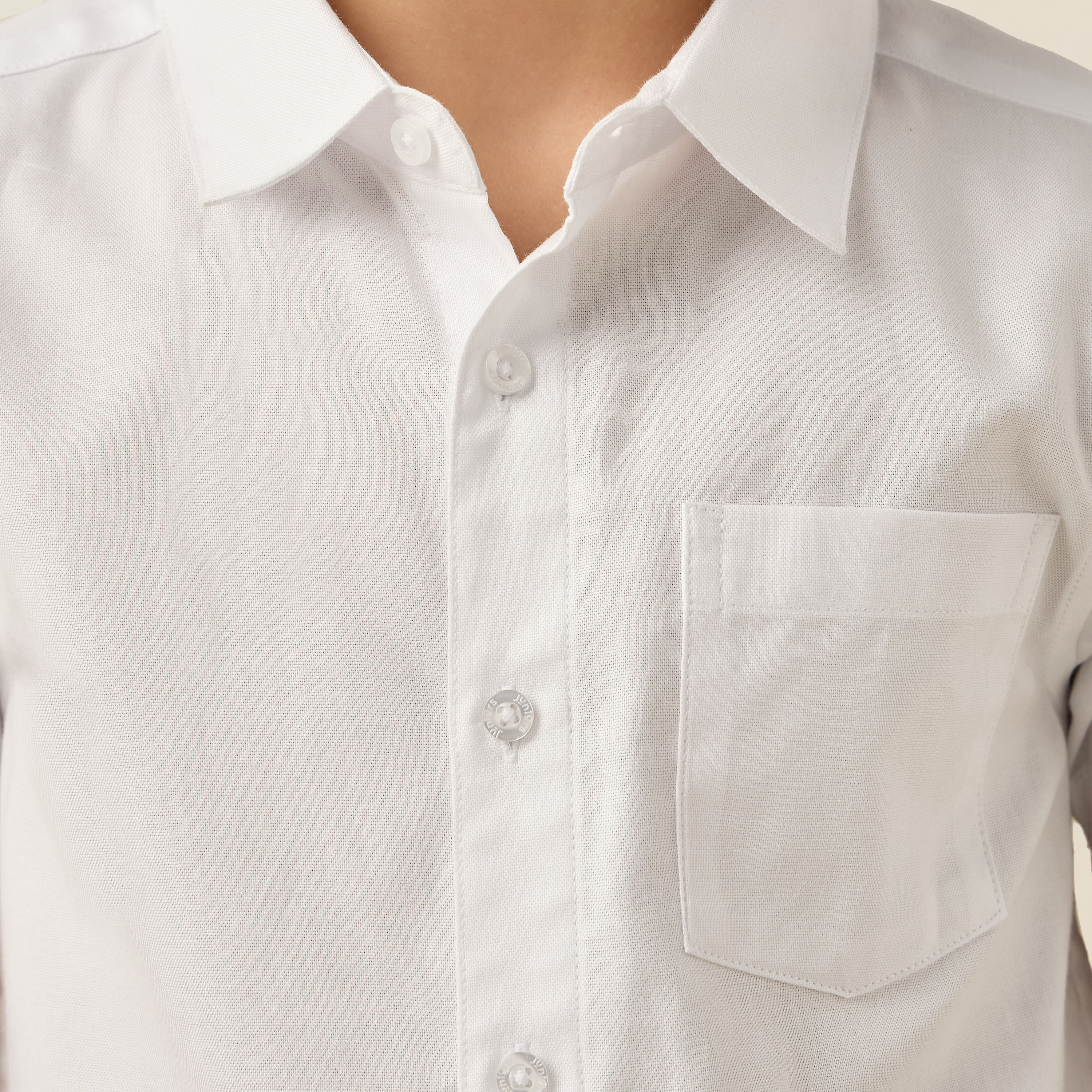 Juniors Solid Shirt with Chest Pocket and Short Sleeves-boys-clothing-schoolwear-shirts-image-5