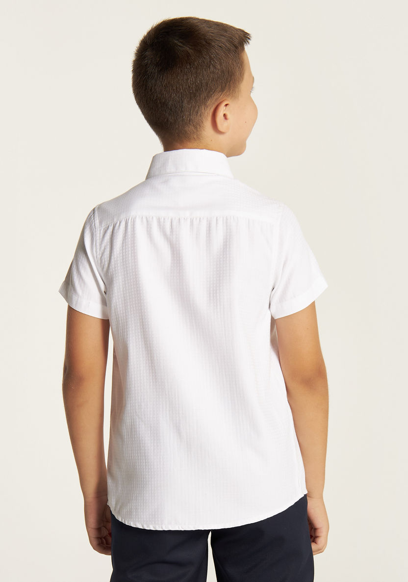 Juniors Textured Shirt with Short Sleeves and Pocket-Tops-image-3