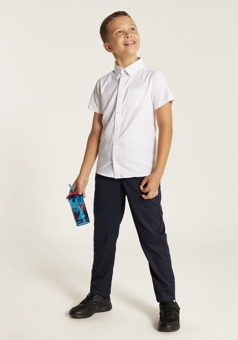 Juniors Textured Shirt with Short Sleeves and Pocket-Tops-image-1