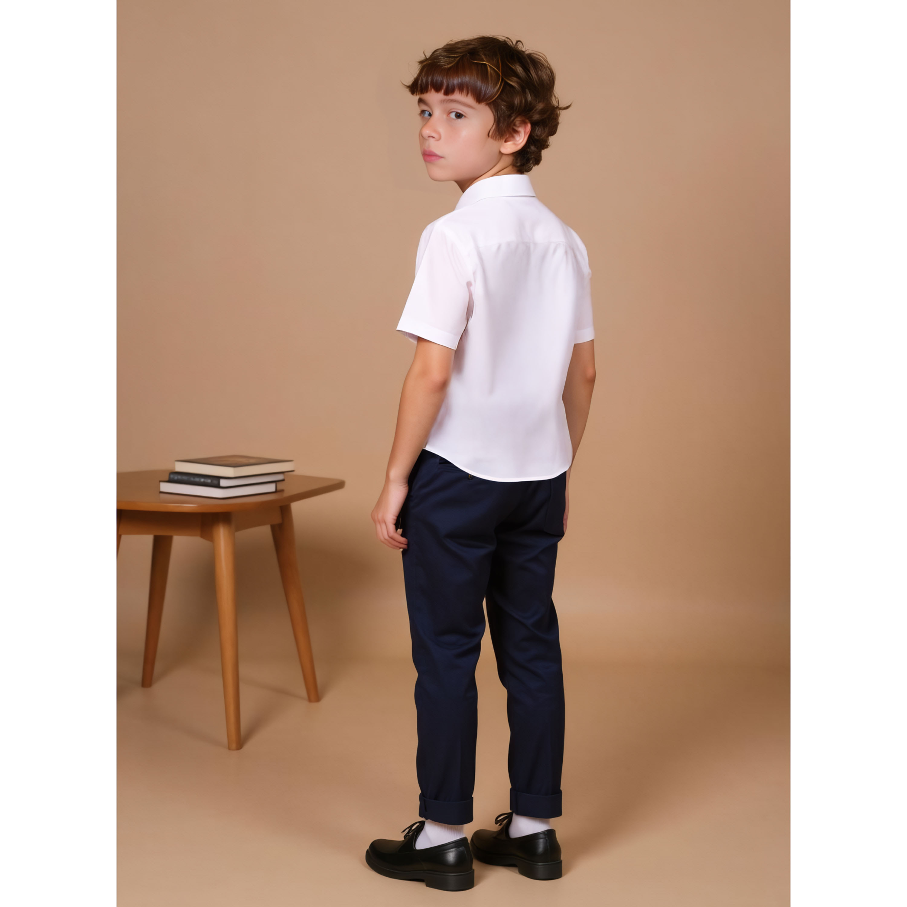 Juniors Textured Shirt with Short Sleeves and Pocket-boys-clothing-shirts-image-3