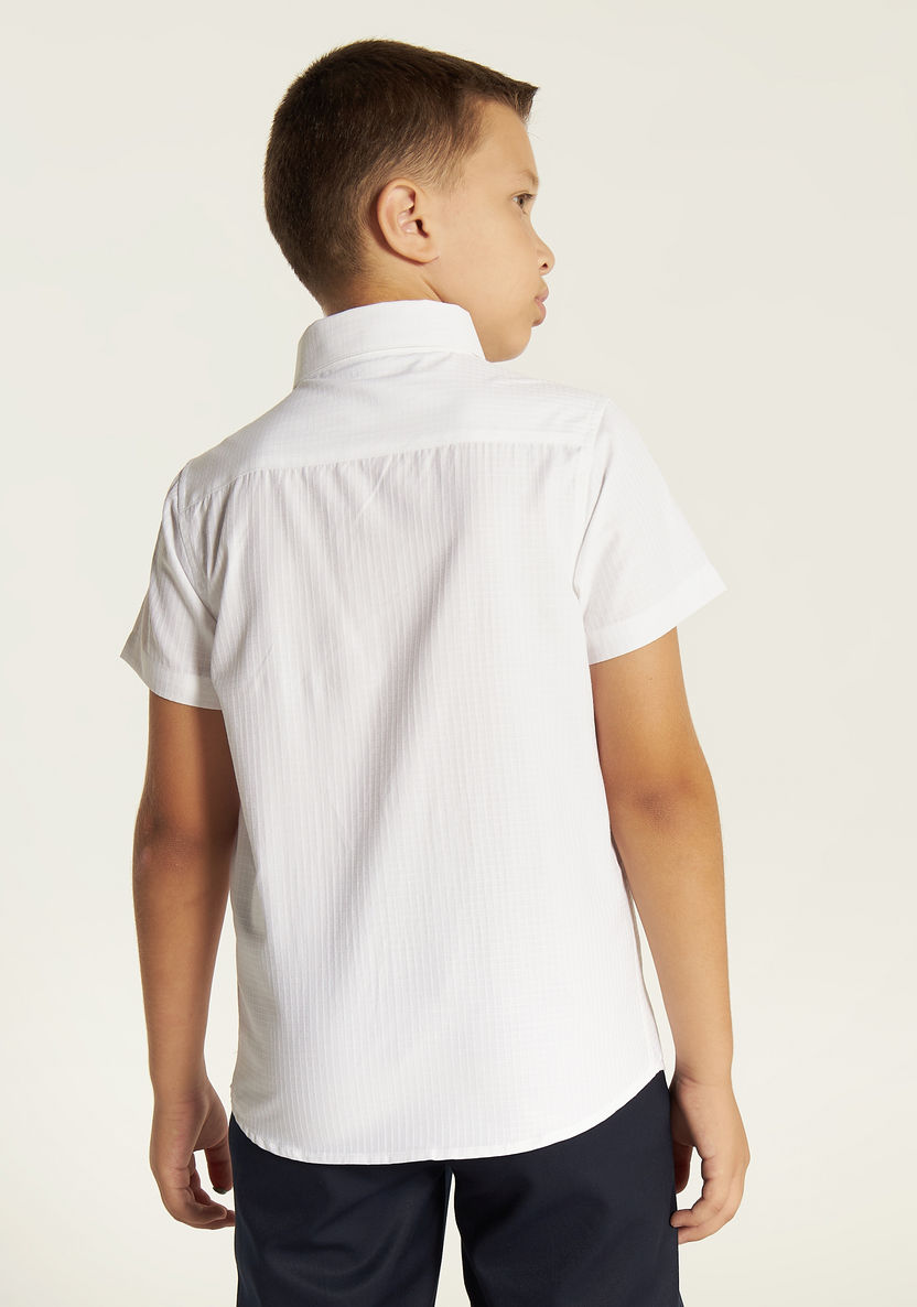 Juniors Textured Shirt with Short Sleeves and Pocket-Tops-image-3