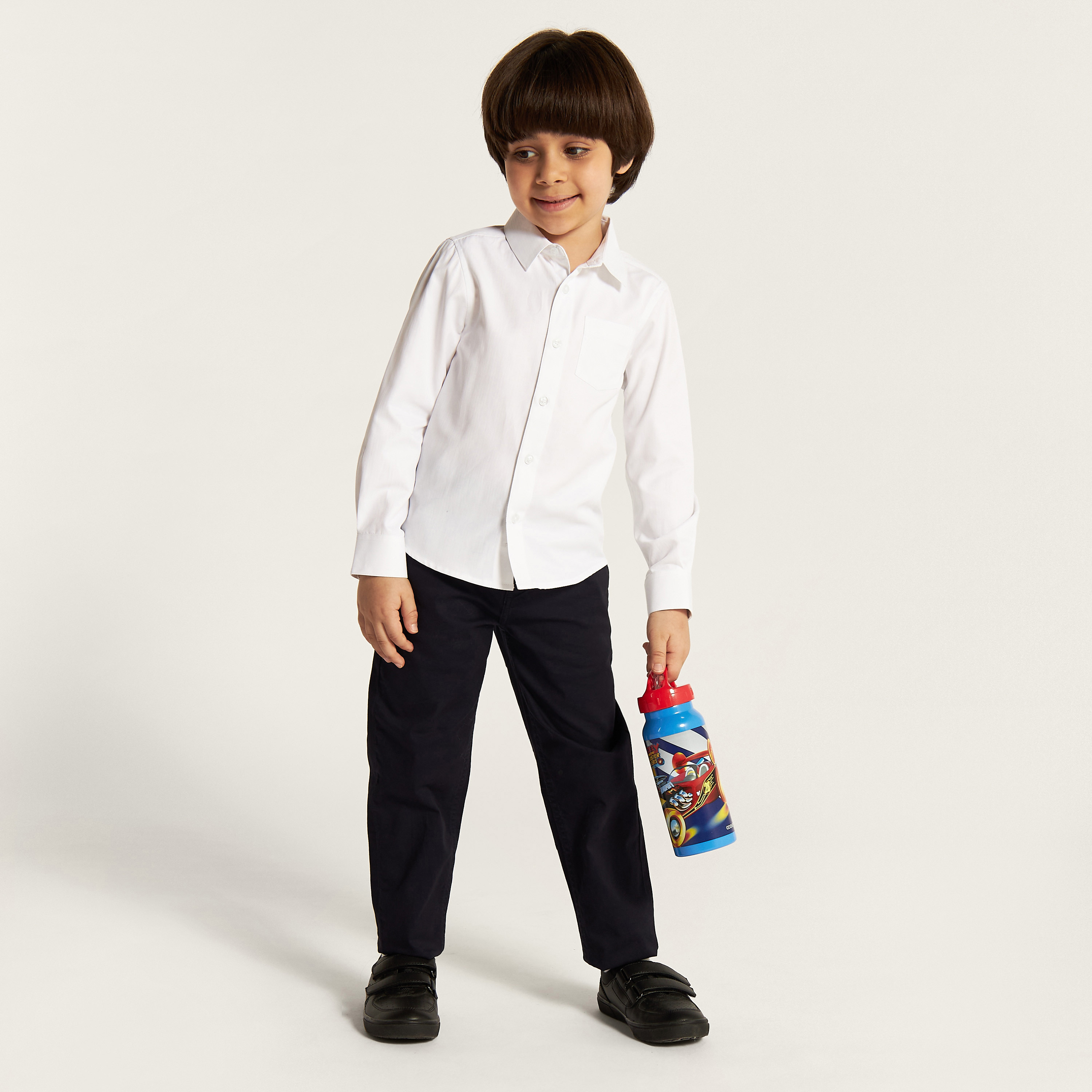Juniors Solid Shirt with Long Sleeves and Pocket-boys-clothing-shirts-image-2