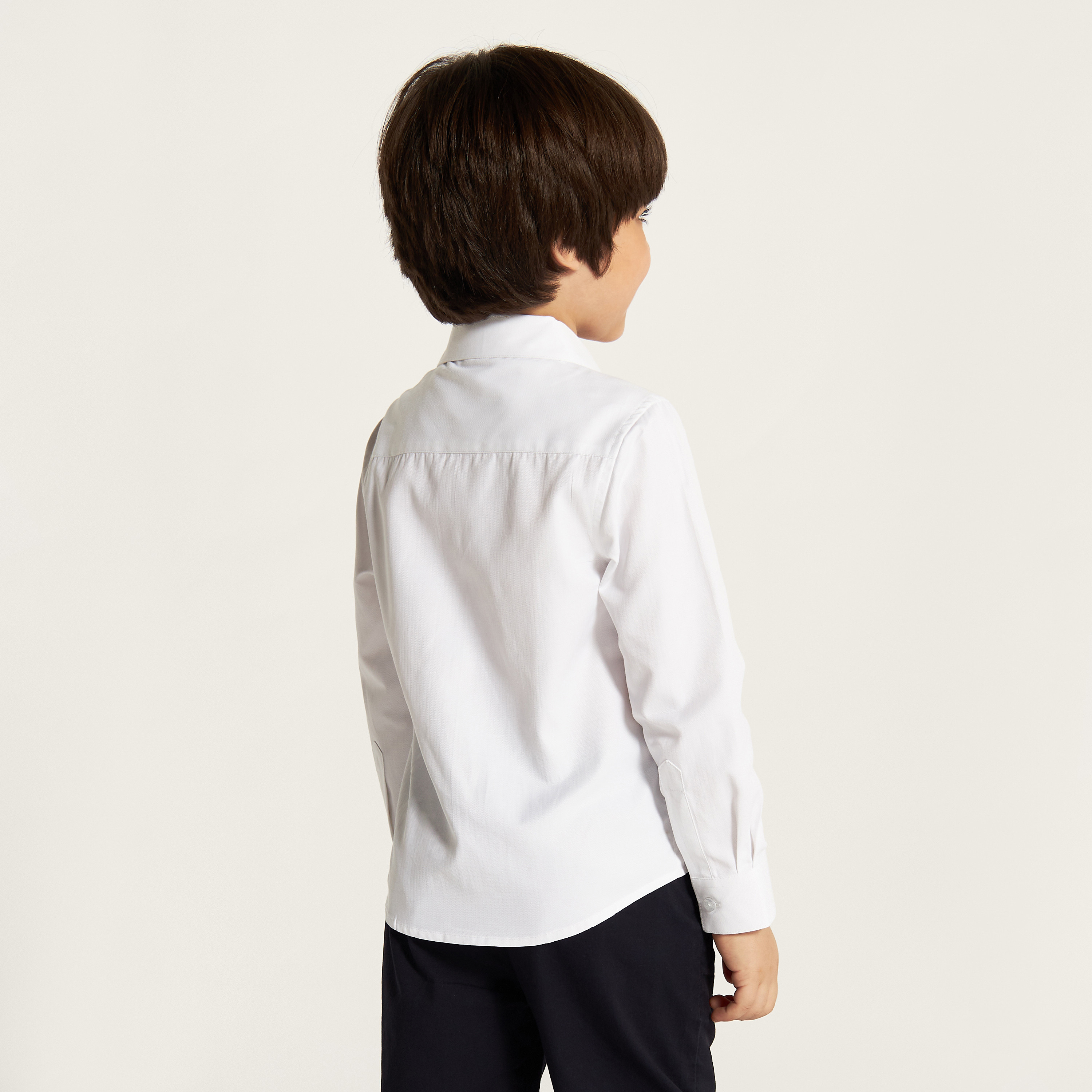 Juniors Solid Shirt with Long Sleeves and Pocket-boys-clothing-shirts-image-4