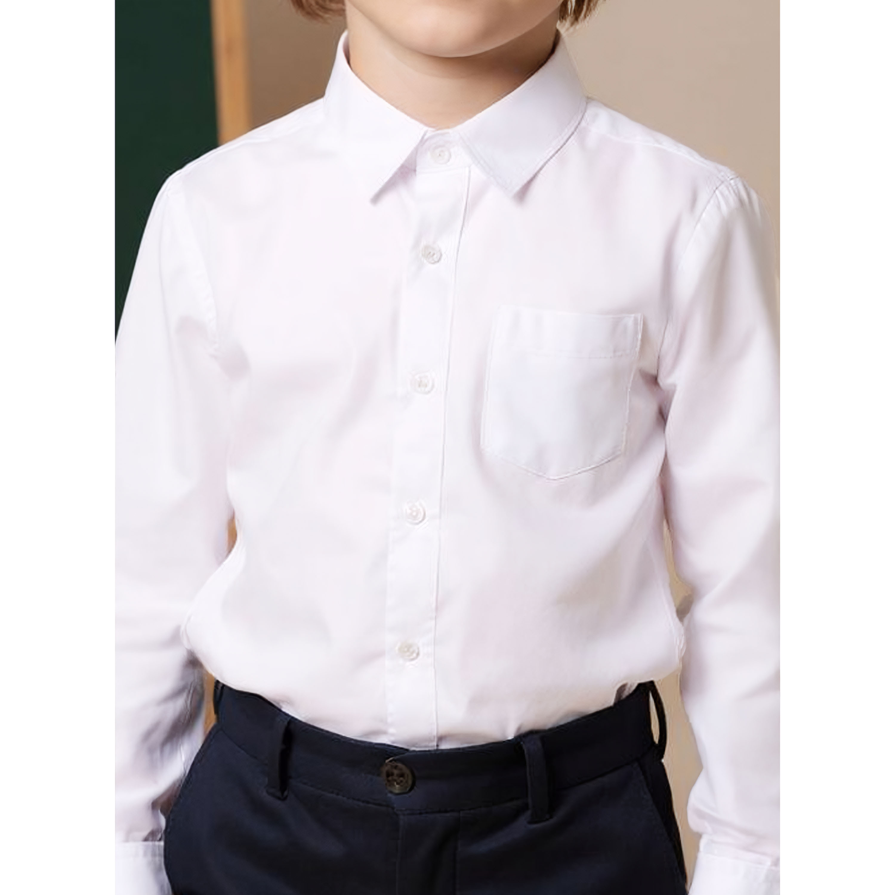 Juniors Solid Shirt with Long Sleeves and Pocket-boys-clothing-shirts-image-4