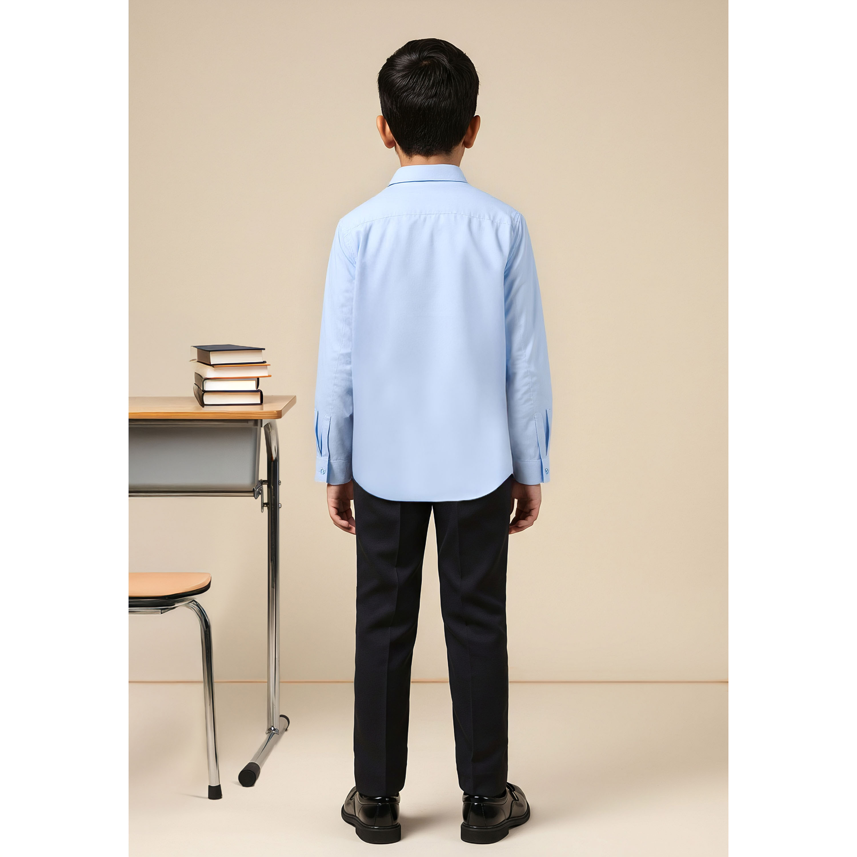 Juniors Solid Shirt with Long Sleeves and Pocket-boys-clothing-shirts-image-3