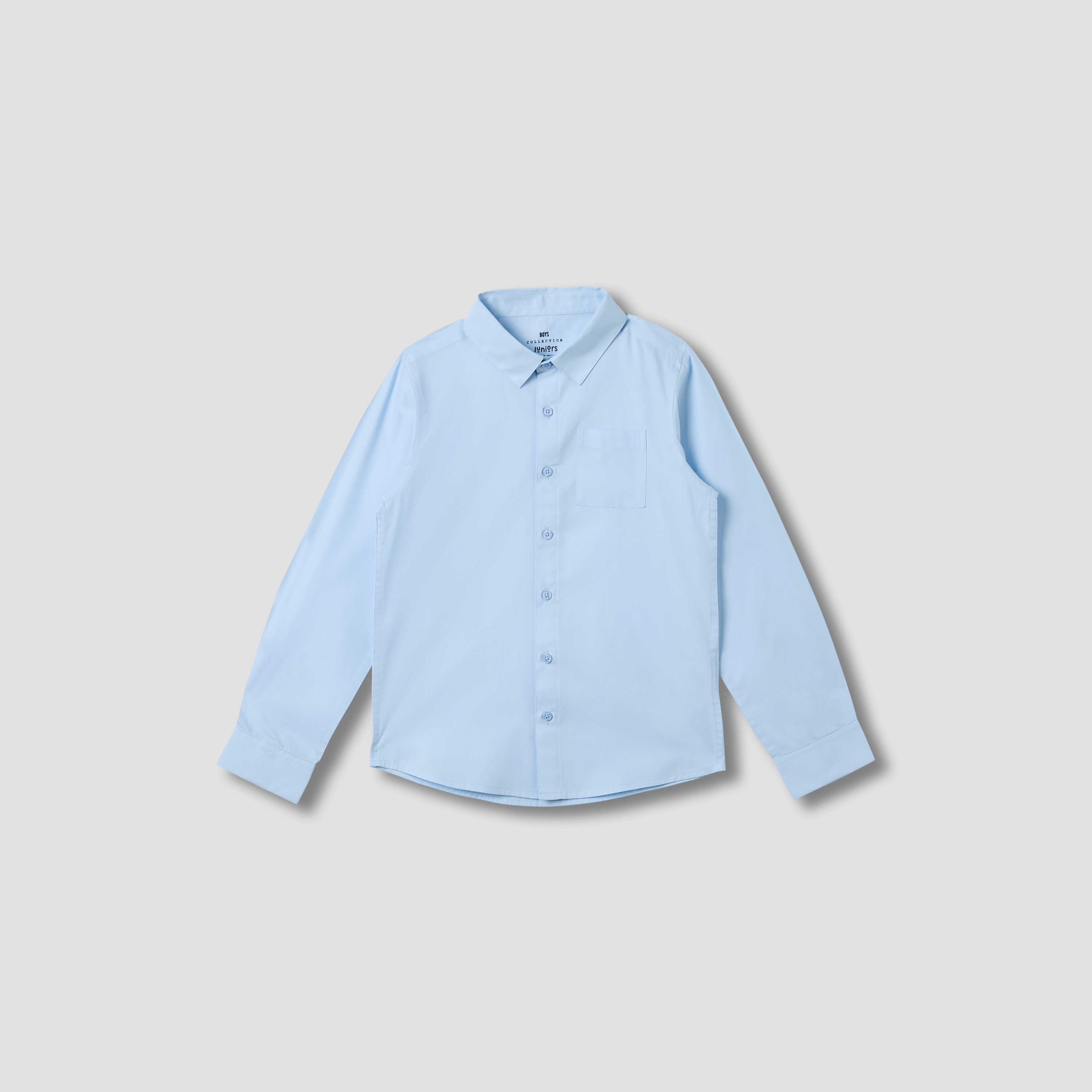 Juniors Solid Shirt with Long Sleeves and Pocket-boys-clothing-shirts-image-5