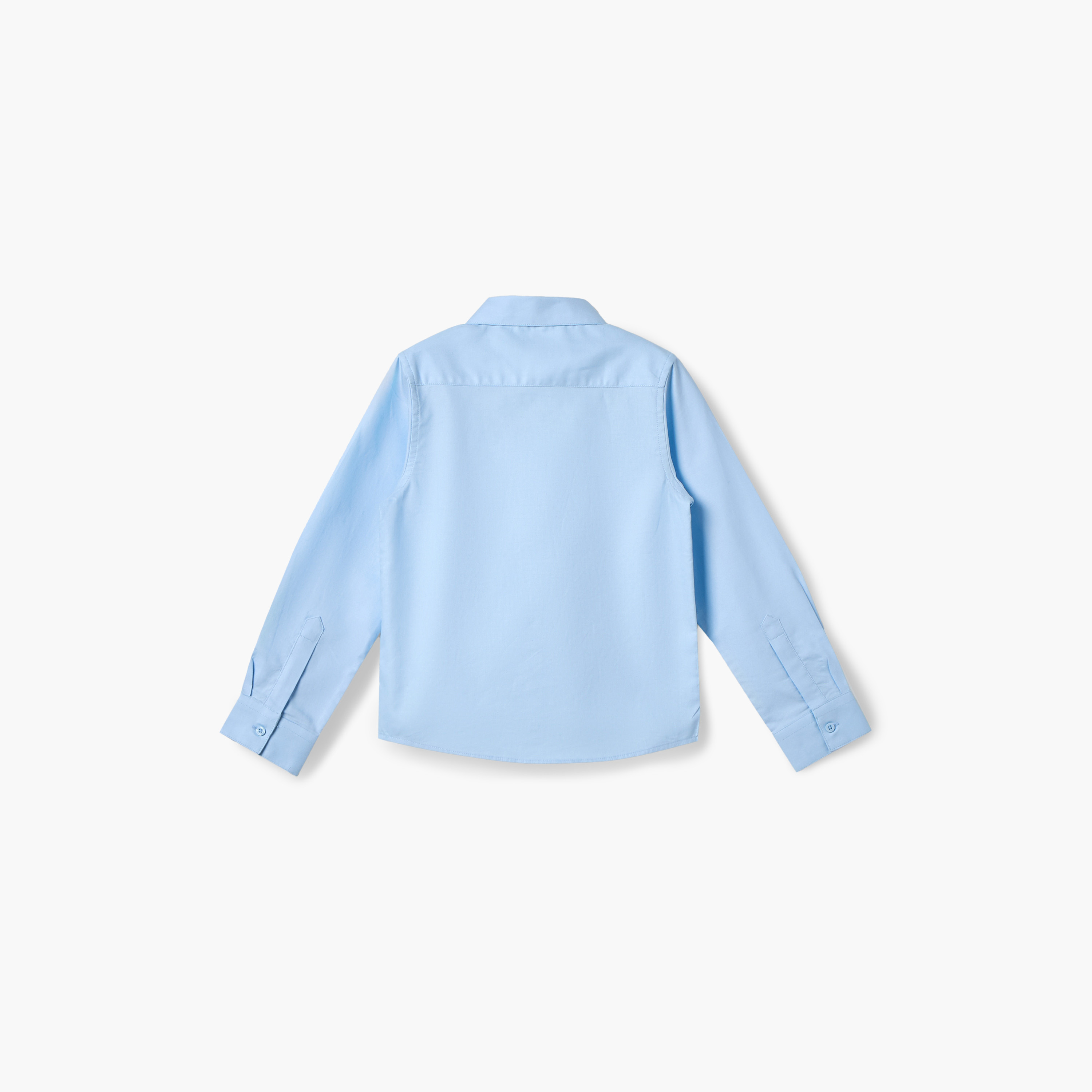 Juniors Solid Shirt with Long Sleeves and Chest Pocket-boys-clothing-shirts-image-2