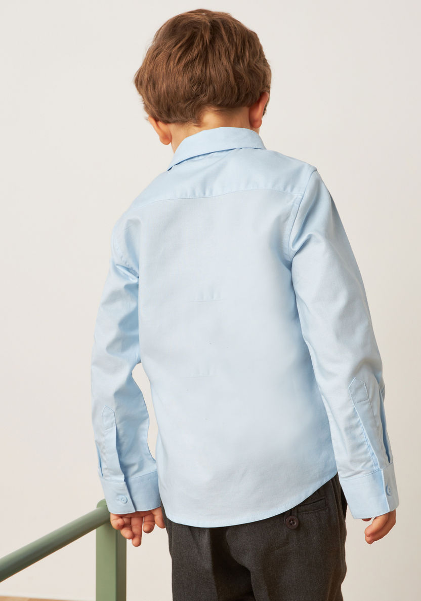 Juniors Solid Shirt with Long Sleeves and Chest Pocket-Tops-image-1