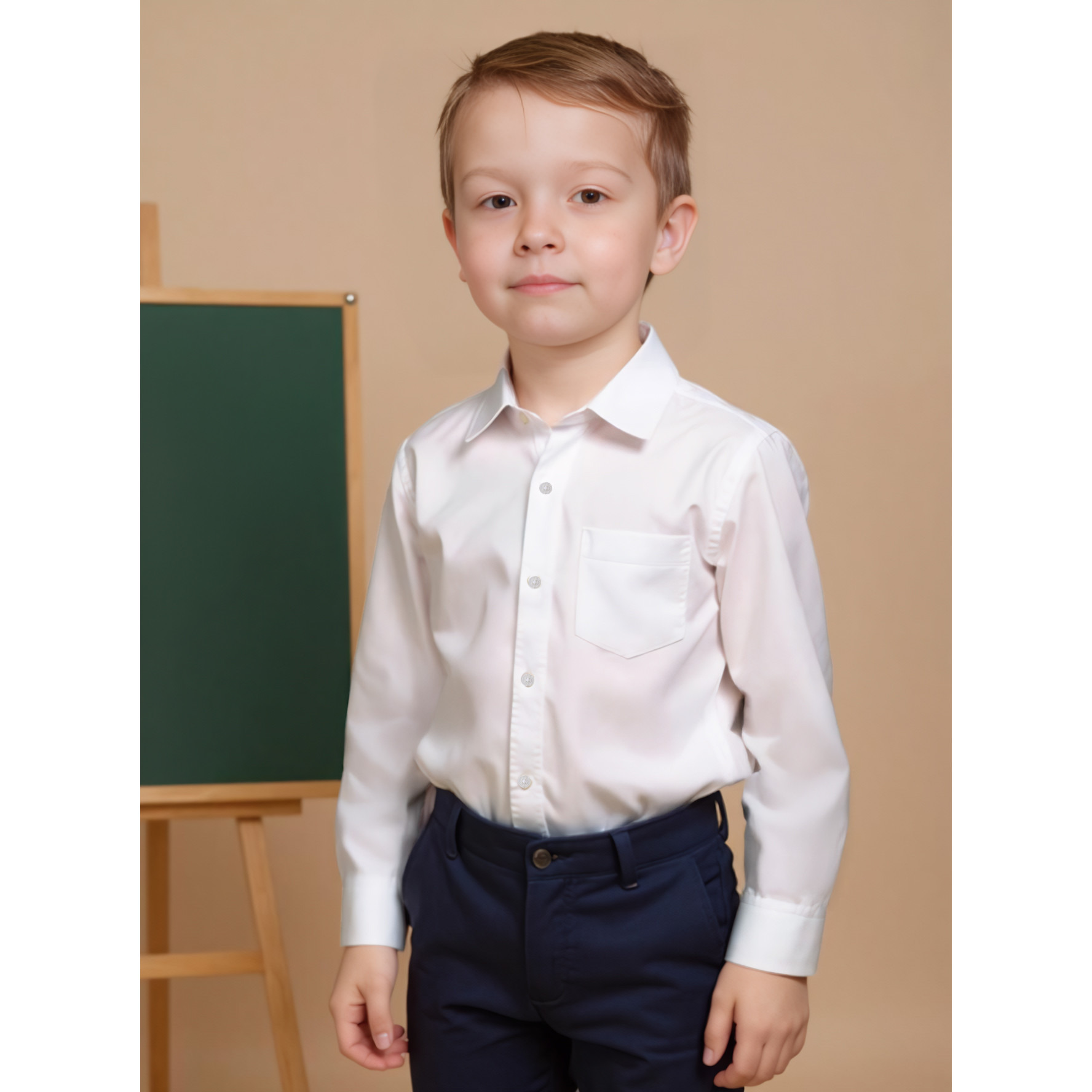 Juniors Solid Shirt with Long Sleeves and Chest Pocket-boys-clothing-shirts-image-1
