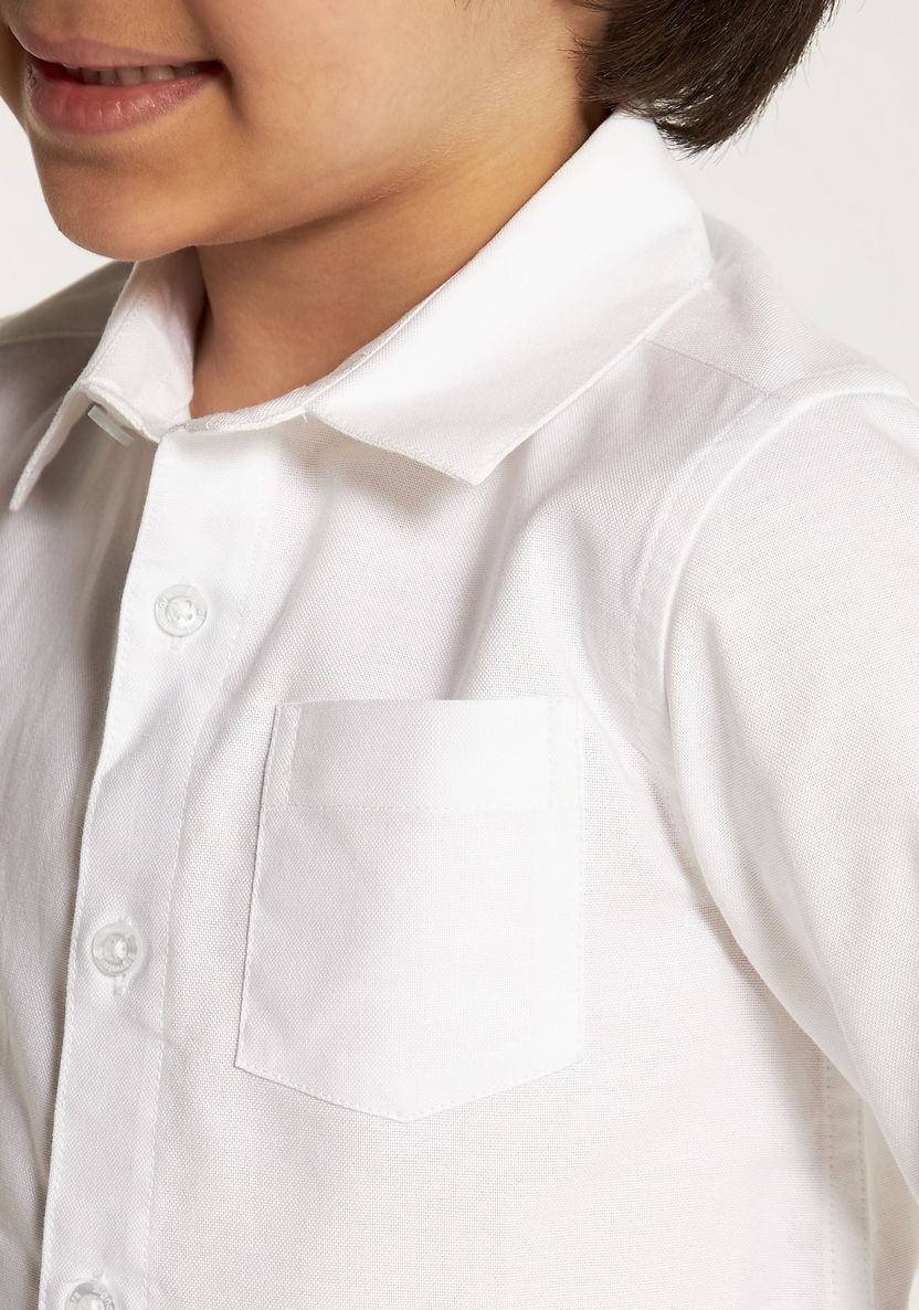 Juniors Solid Shirt with Long Sleeves and Chest Pocket-Tops-image-2