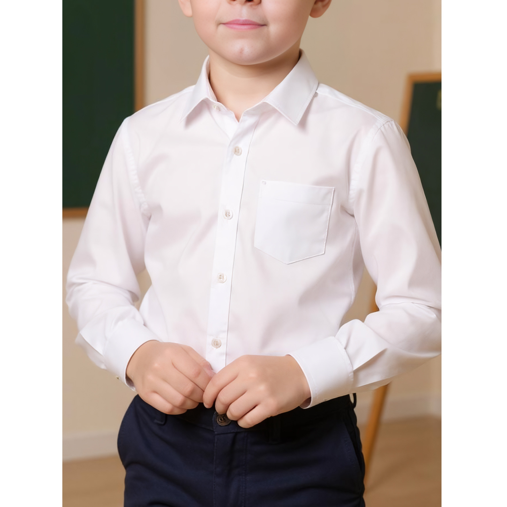 Juniors Solid Shirt with Long Sleeves and Chest Pocket-boys-clothing-shirts-image-4