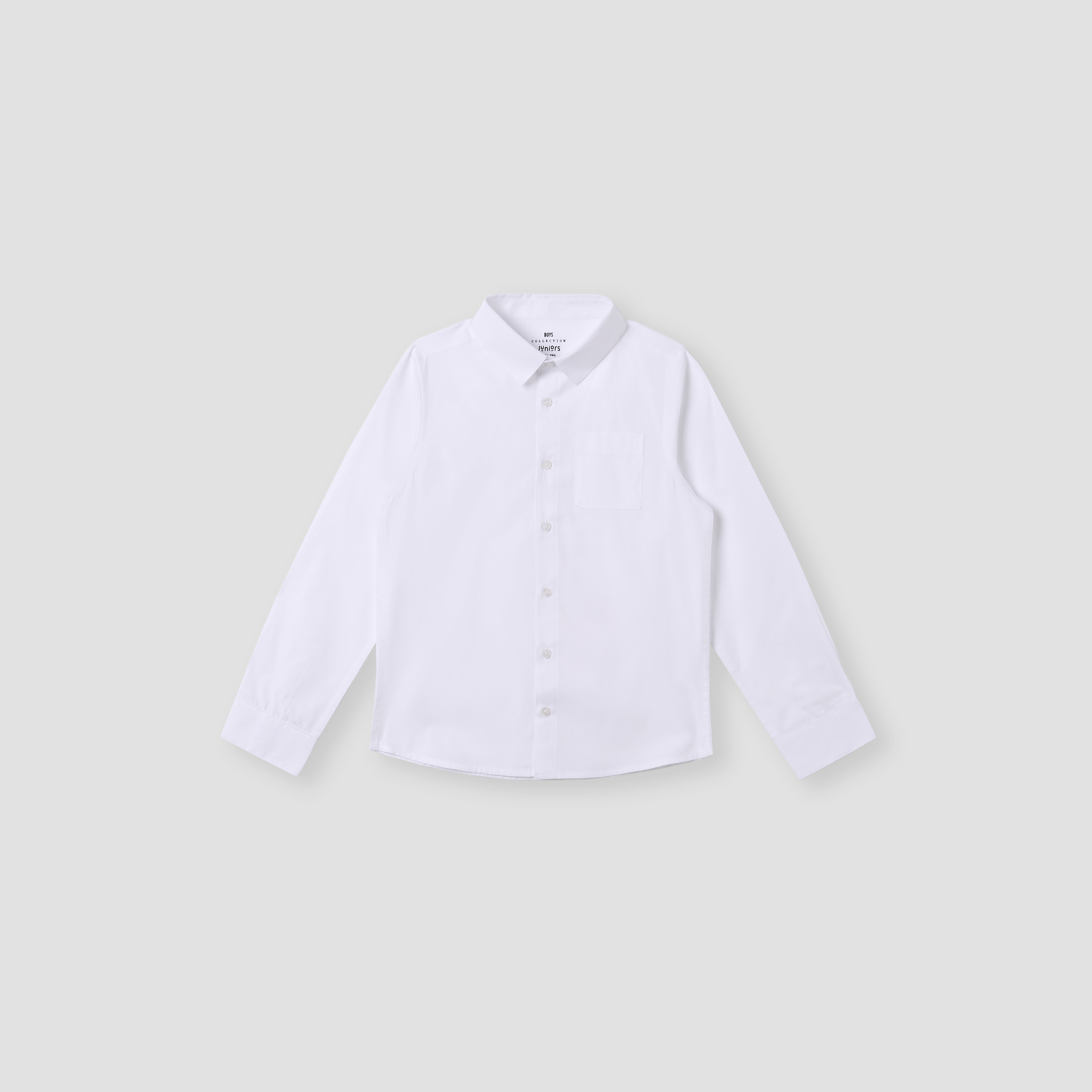 Juniors Solid Shirt with Long Sleeves and Chest Pocket-boys-clothing-shirts-image-5