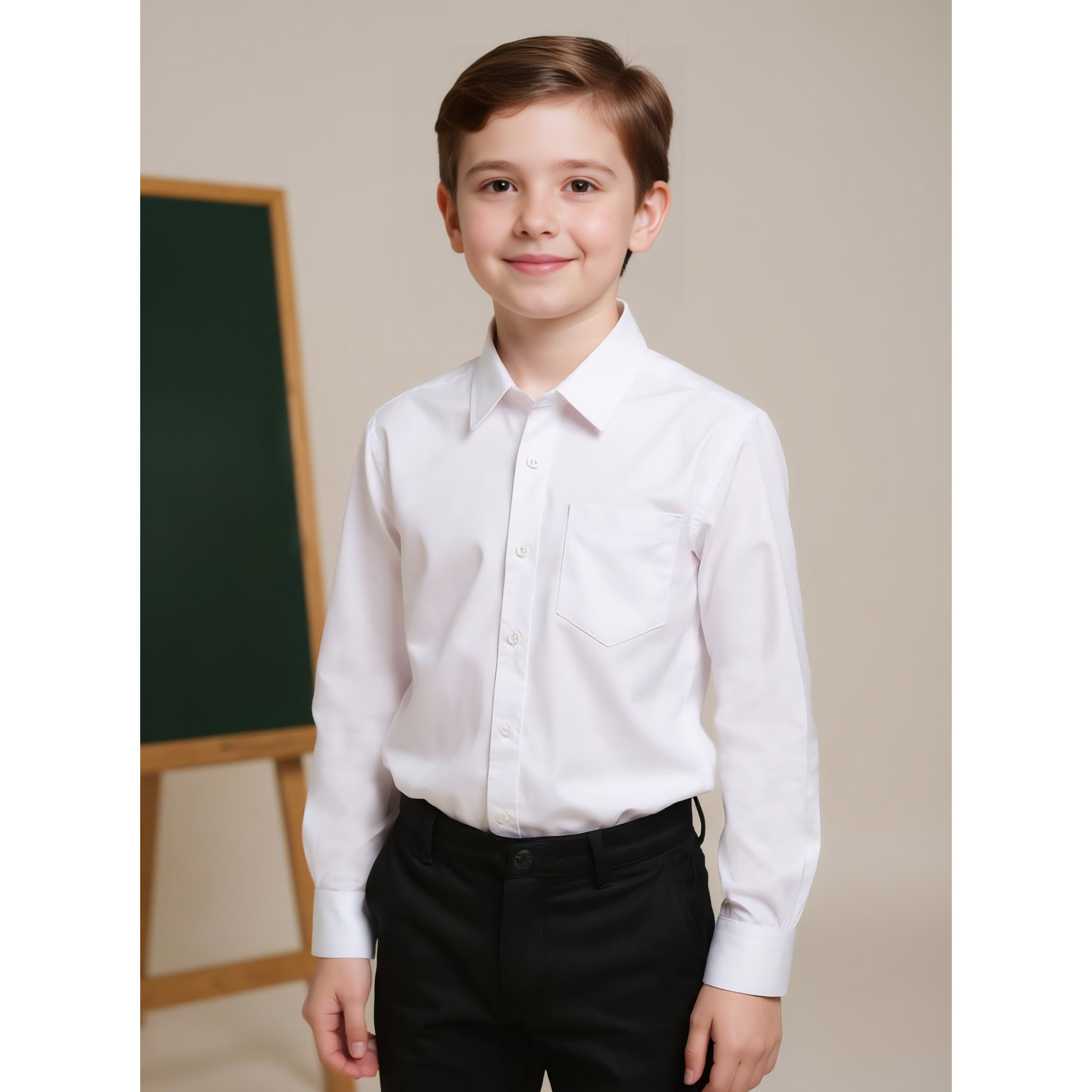 Juniors Striped Shirt with Long Sleeves and Chest Pocket-boys-clothing-schoolwear-shirts-image-1