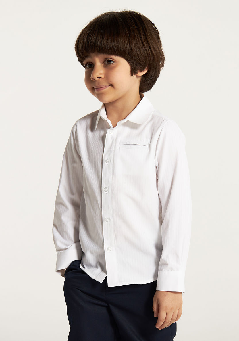 Juniors Striped Shirt with Long Sleeves and Chest Pocket-Tops-image-1