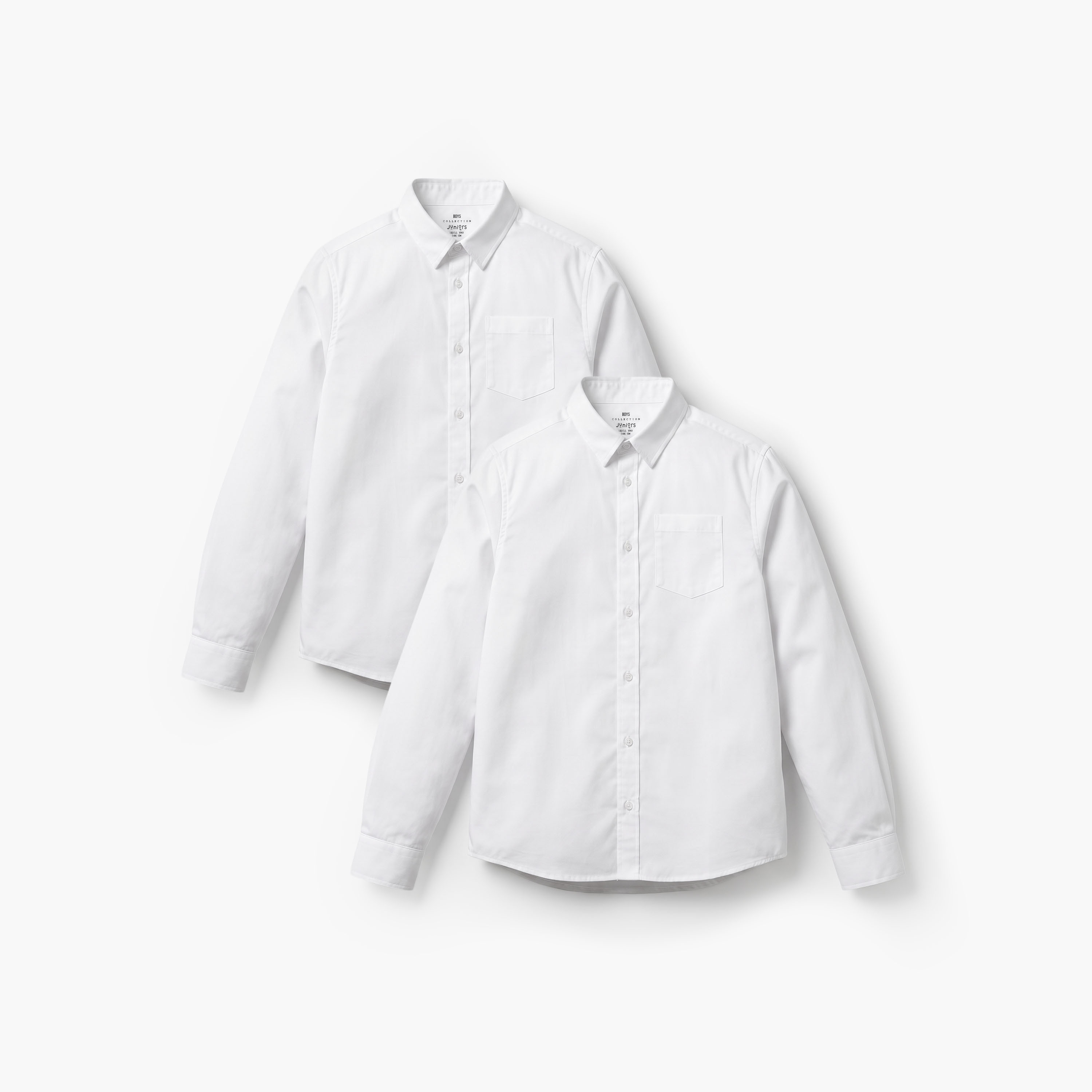 Set of 2- Juniors Solid Shirt with Chest Pocket and Long Sleeves-boys-clothing-schoolwear-shirts-image-2