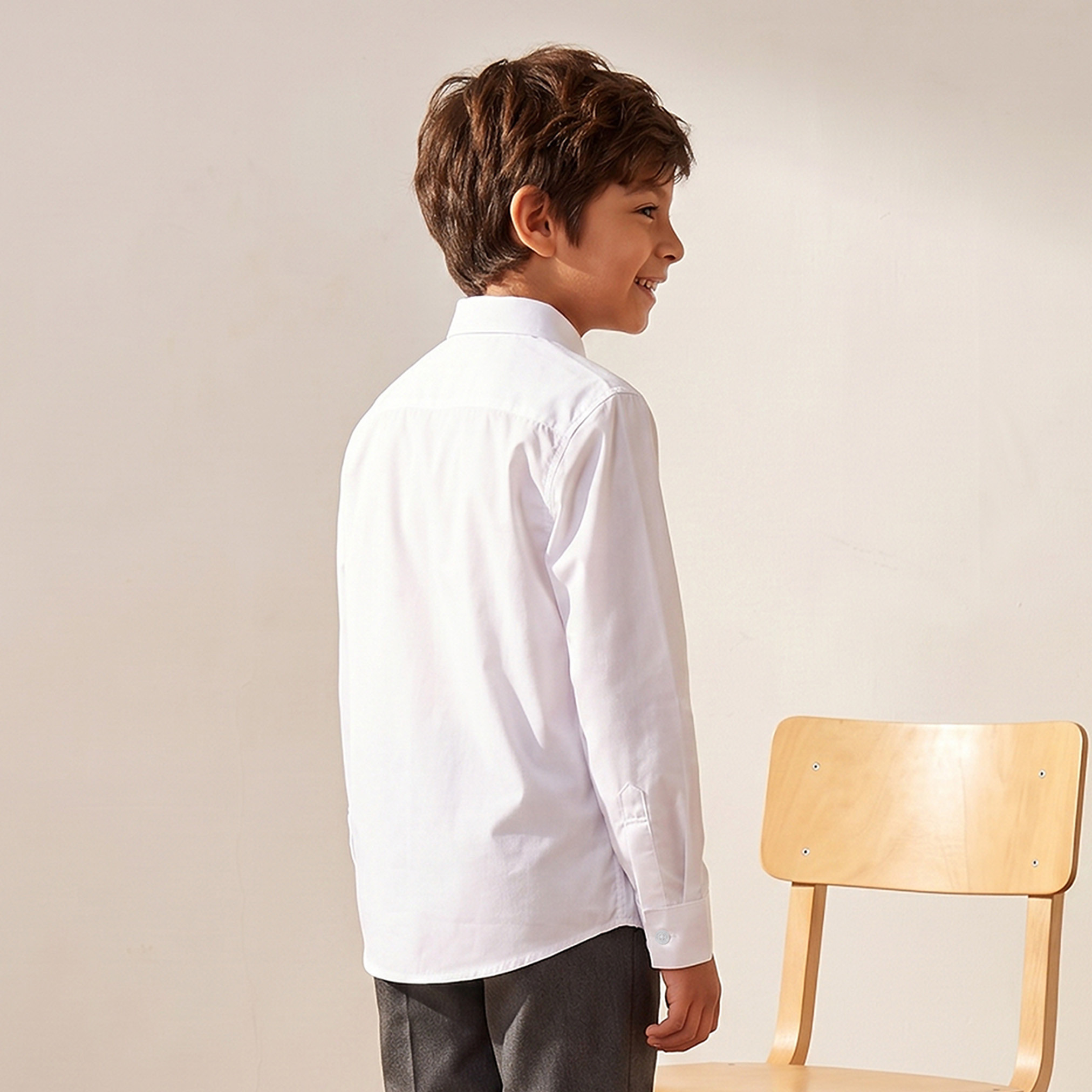 Set of 2- Juniors Solid Shirt with Chest Pocket and Long Sleeves-boys-clothing-schoolwear-shirts-image-5