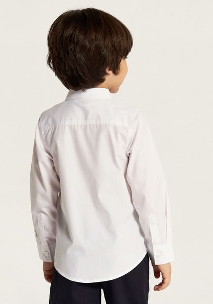 Juniors Solid Shirt with Chest Pocket and Long Sleeves