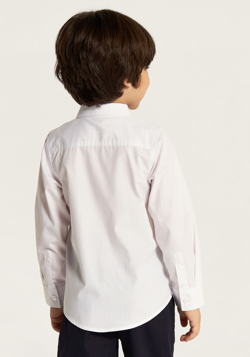 Juniors Solid Shirt with Chest Pocket and Long Sleeves-Tops-image-3