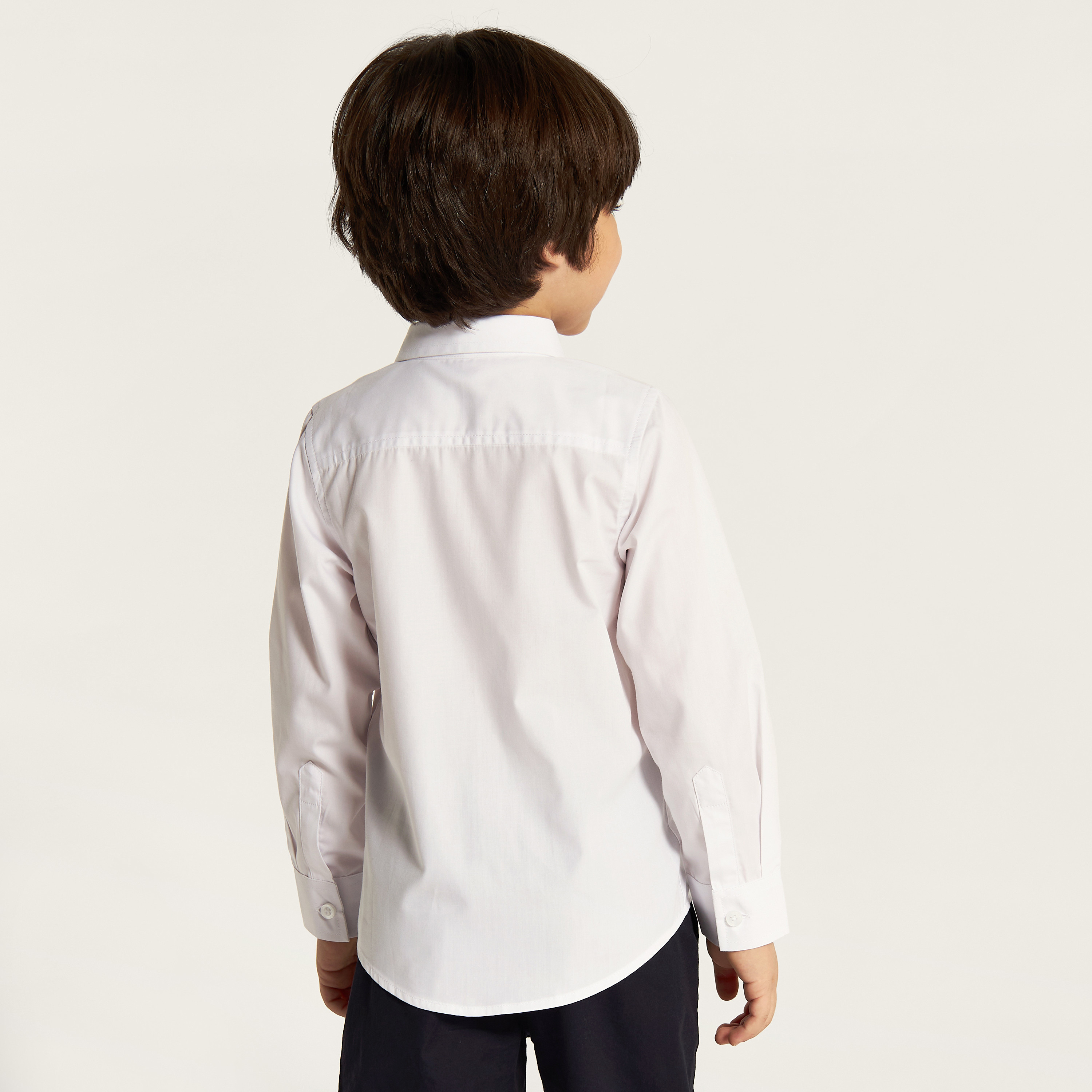 طقم قميص سادة من قطعتين بأكمام طويلة وجيب من جونيورز-boys-clothing-shirts-image-1