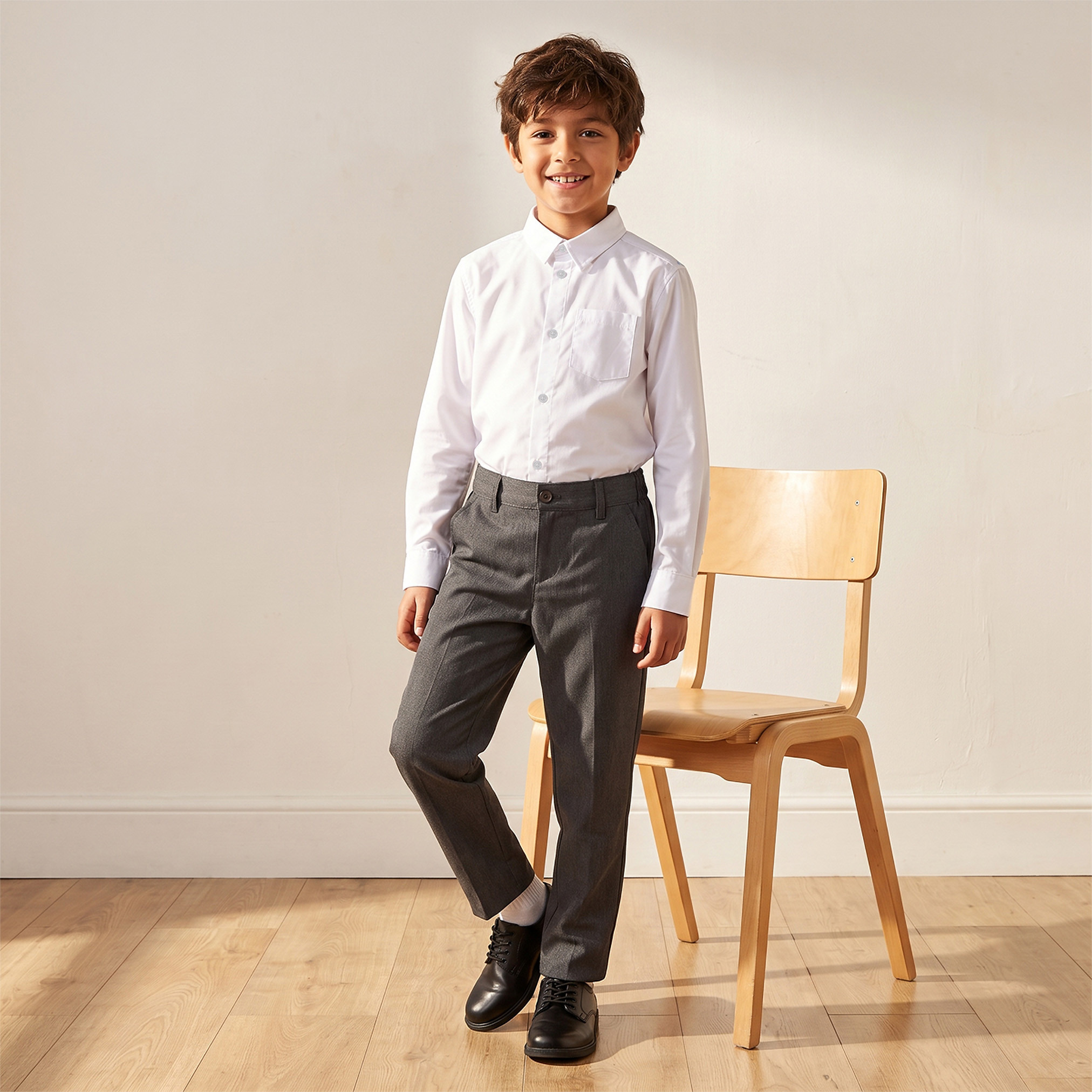 Set of 2- Juniors Solid Shirt with Chest Pocket and Long Sleeves-boys-clothing-schoolwear-shirts-image-6