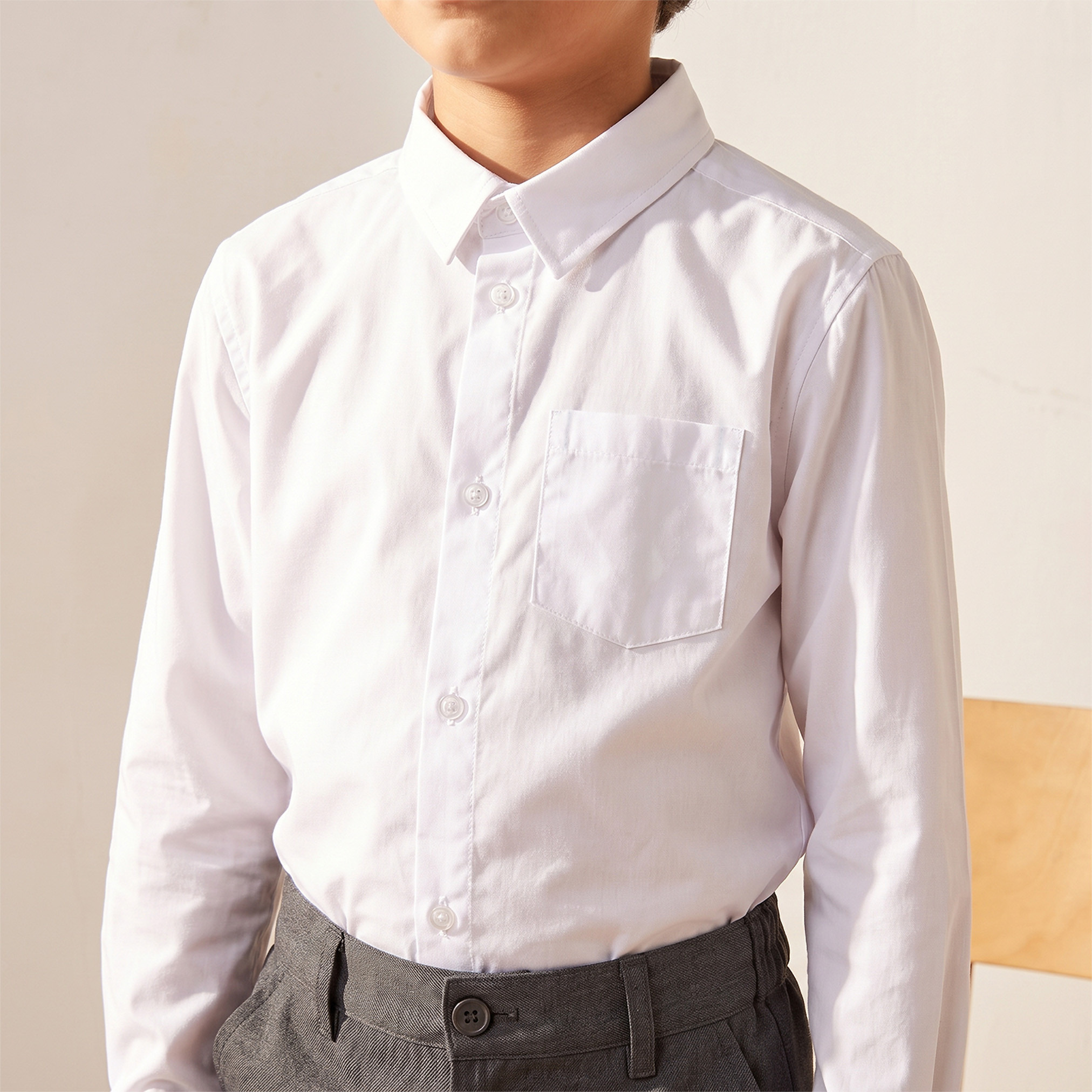 Set of 2- Juniors Solid Shirt with Chest Pocket and Long Sleeves-boys-clothing-schoolwear-shirts-image-8