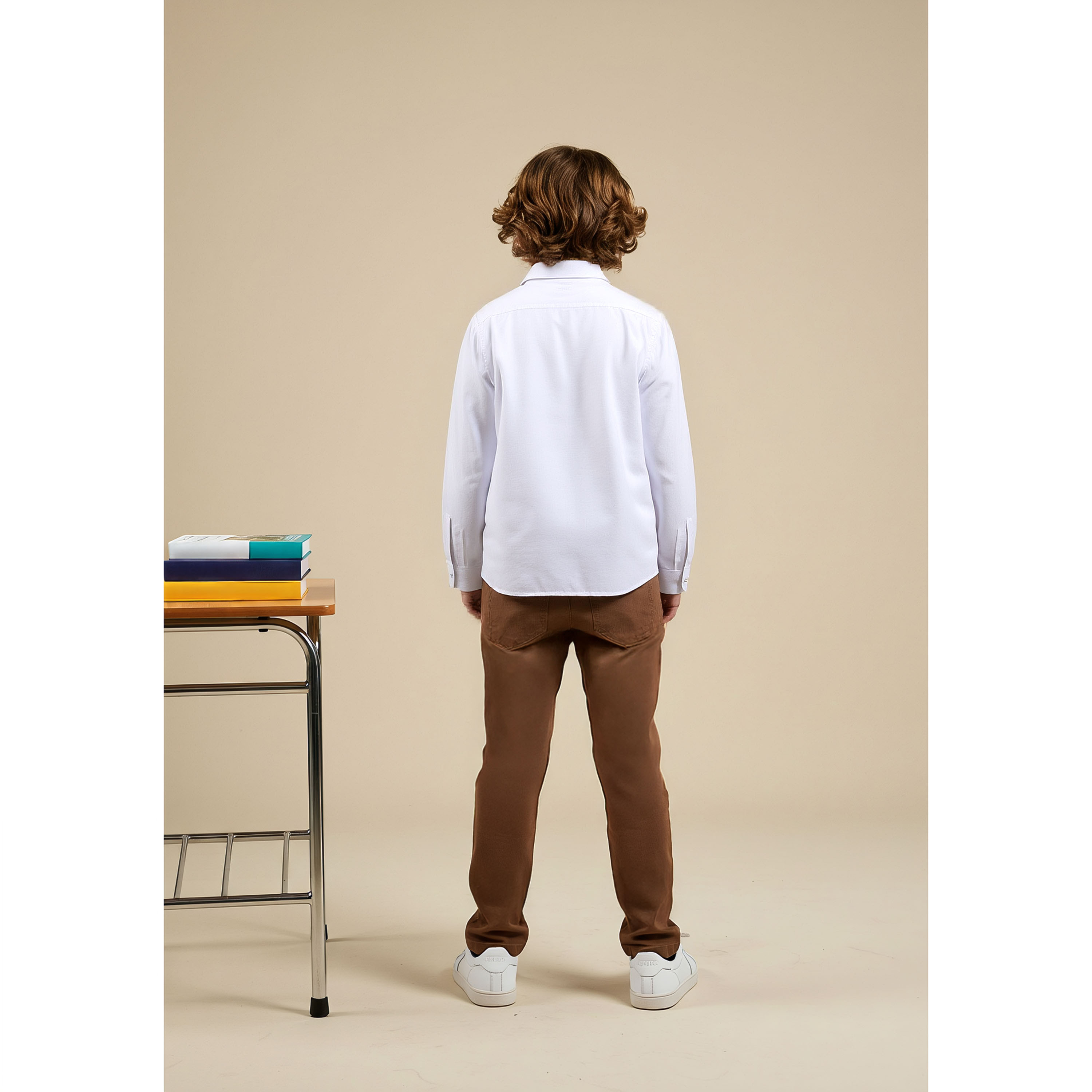 Juniors Solid Shirt with Chest Pocket and Long Sleeves-boys-clothing-shirts-image-3