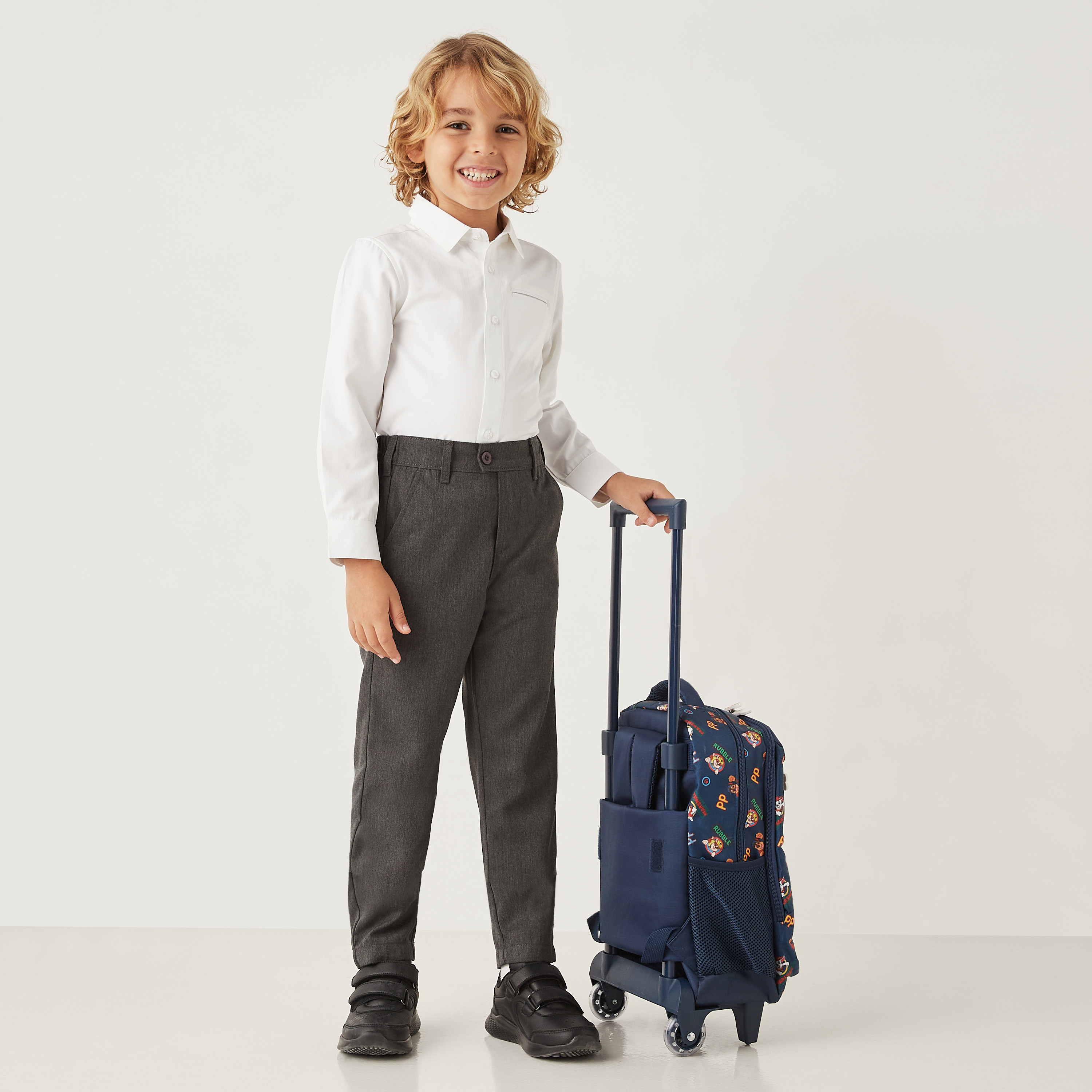 طقم قميص سادة من قطعتين بأزرار وأكمام طويلة من جونيورز-boys-clothing-schoolwear-shirts-image-3