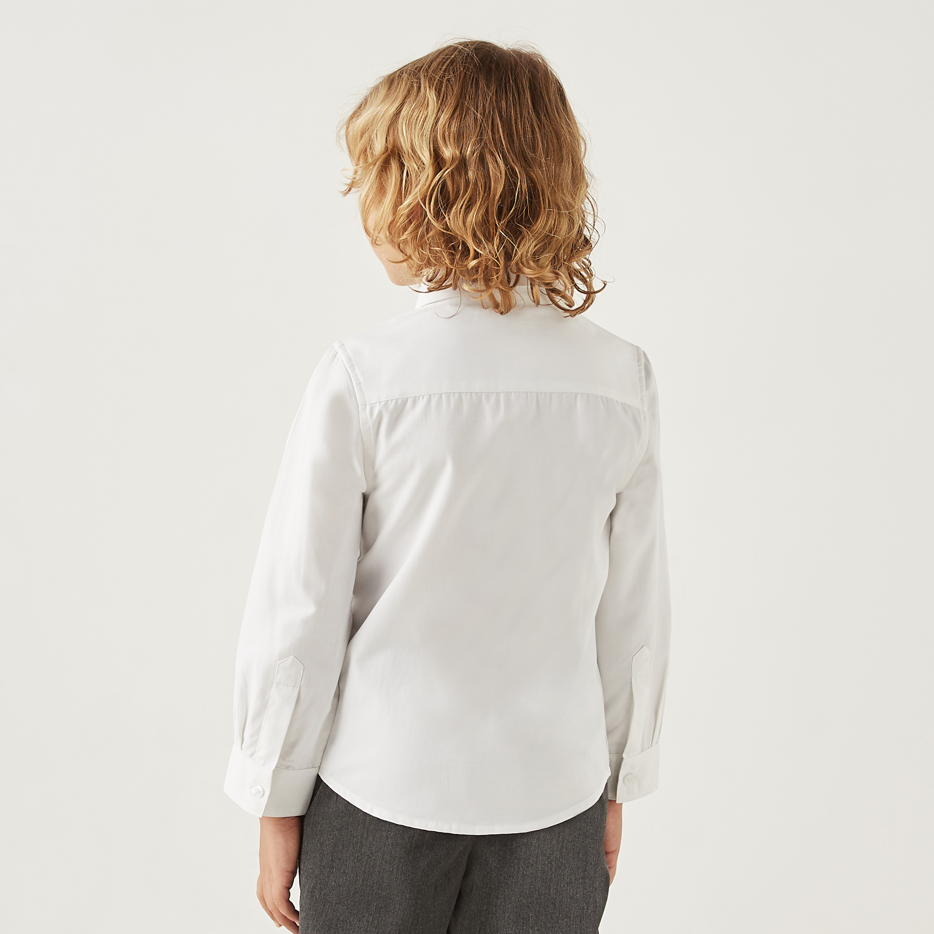 طقم قميص سادة من قطعتين بأزرار وأكمام طويلة من جونيورز-boys-clothing-schoolwear-shirts-image-4