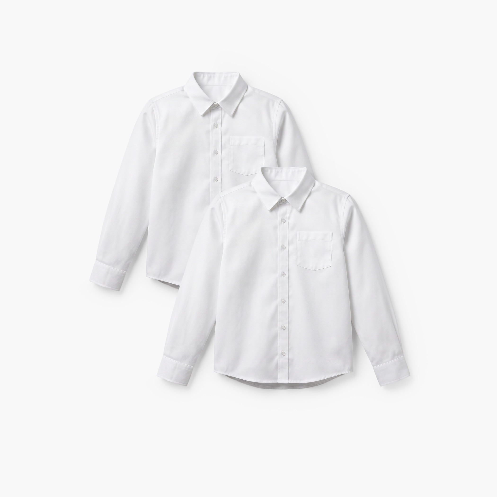 Set of 2- Juniors Solid Long Sleeves Shirt with Button Closure-boys-clothing-schoolwear-shirts-image-1