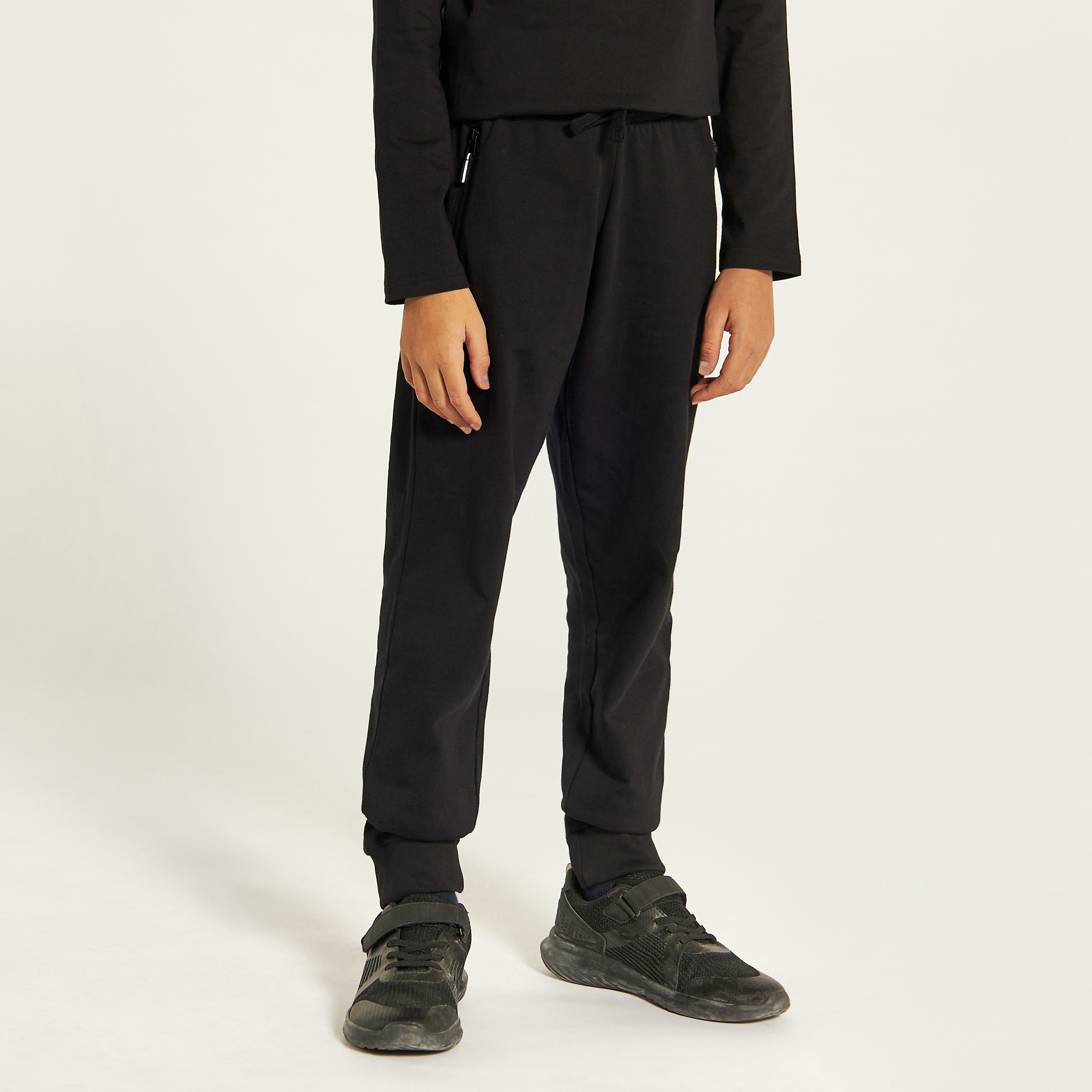 Juniors Solid Joggers with Drawstring Closure and Pockets-boys-clothing-schoolwear-bottoms-joggers-image-1