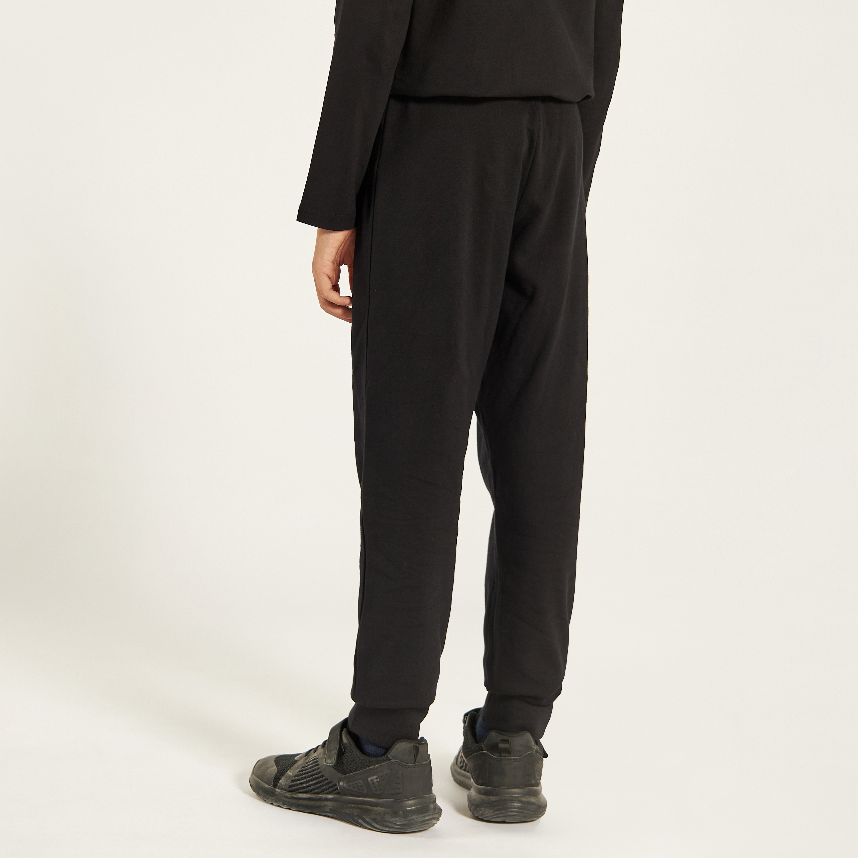 Juniors Solid Joggers with Drawstring Closure and Pockets-boys-clothing-schoolwear-bottoms-joggers-image-4