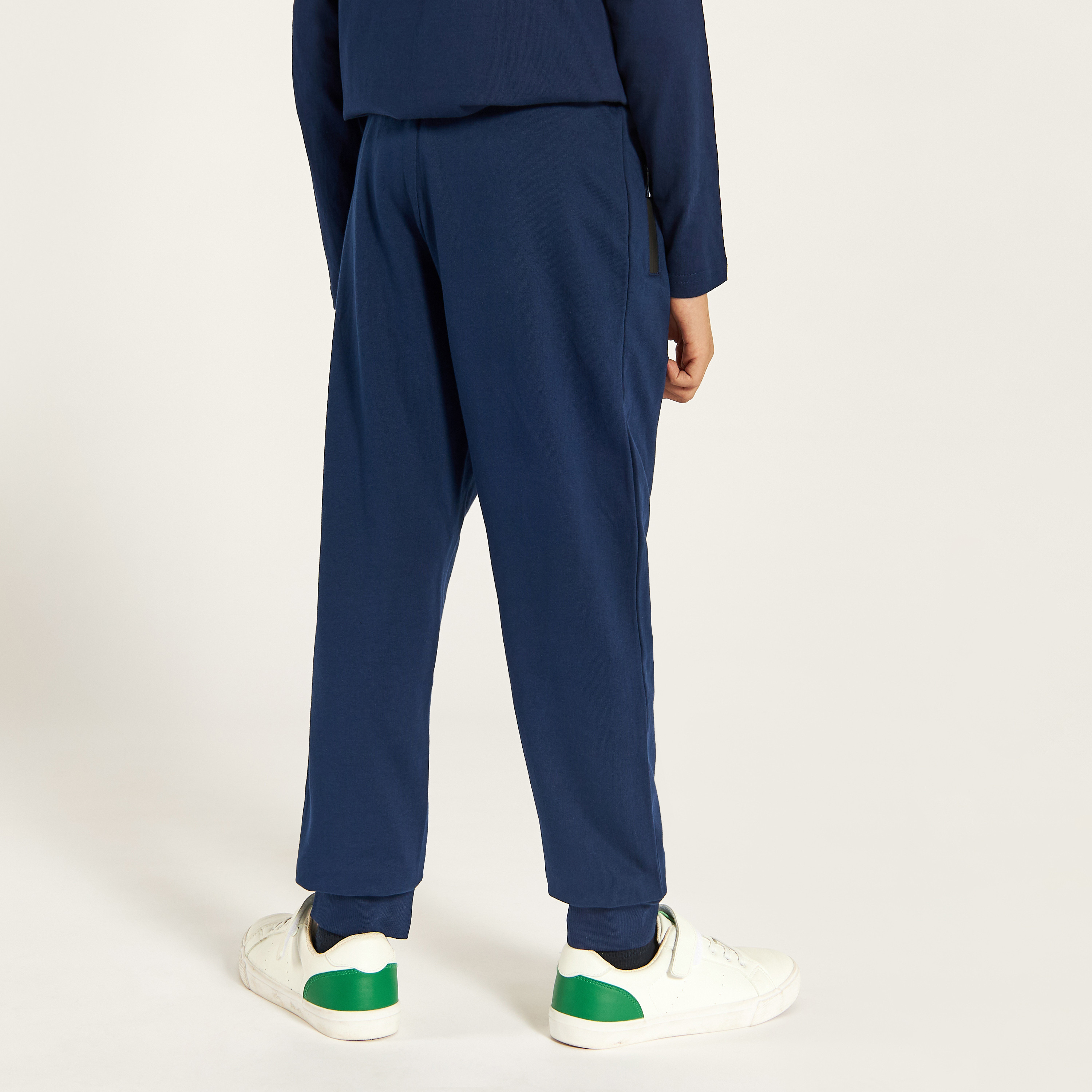 Juniors Solid Joggers with Drawstring Closure and Pockets-boys-clothing-schoolwear-bottoms-joggers-image-4