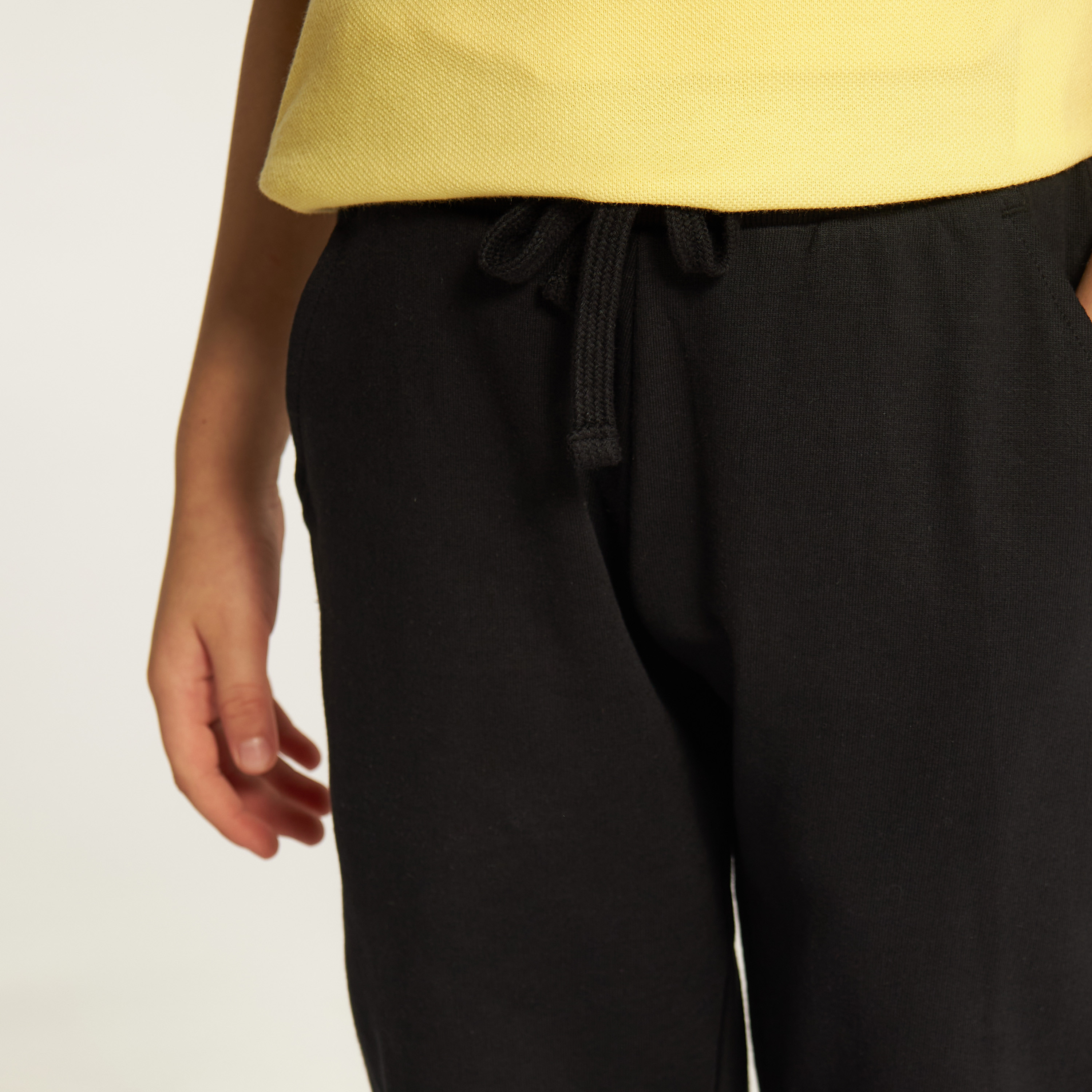 Juniors Solid Joggers with Drawstring Closure and Pockets-boys-clothing-schoolwear-bottoms-joggers-image-3