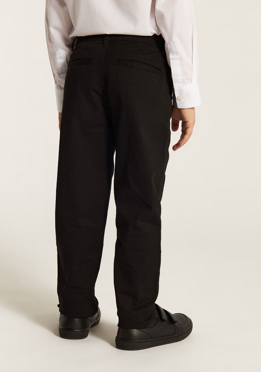 Juniors Solid Trouser with Button Closure and Pockets-Bottoms-image-3