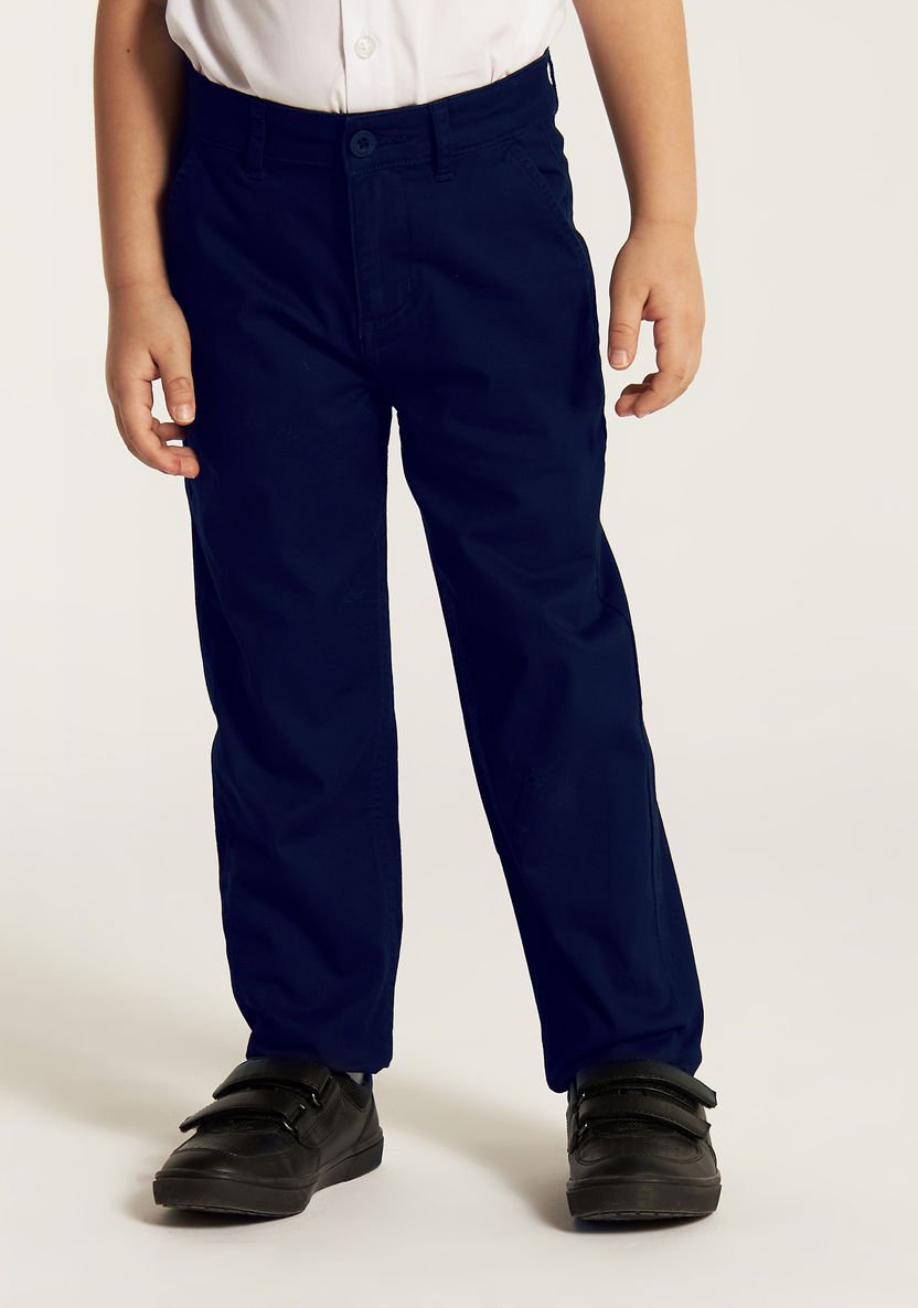 Juniors Solid Trouser with Button Closure and Pockets-Bottoms-image-1