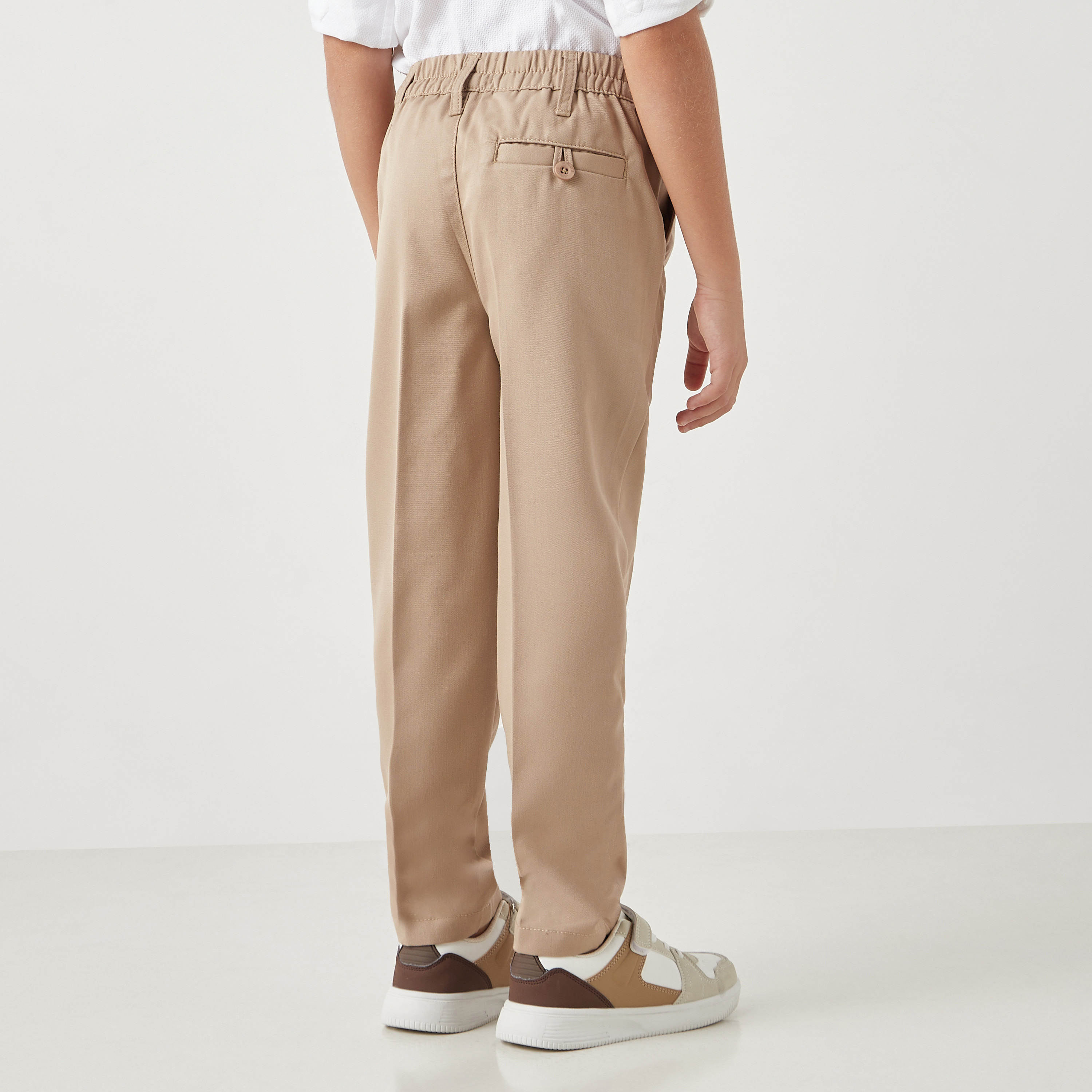 Juniors Solid Trousers with Elasticated Waist and Pockets-boys-clothing-bottoms-trousers-image-3