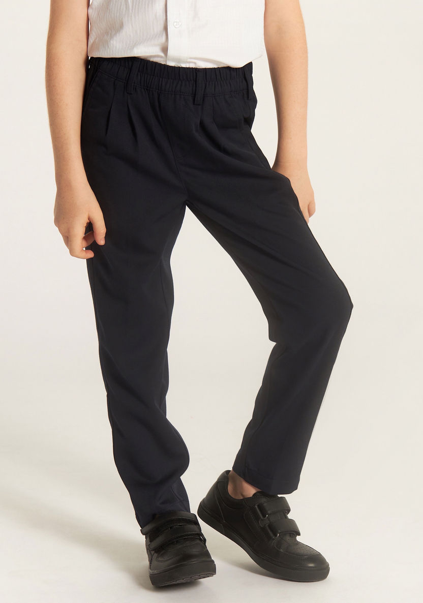 Juniors Solid Trousers with Elasticated Waist and Pockets-Bottoms-image-1