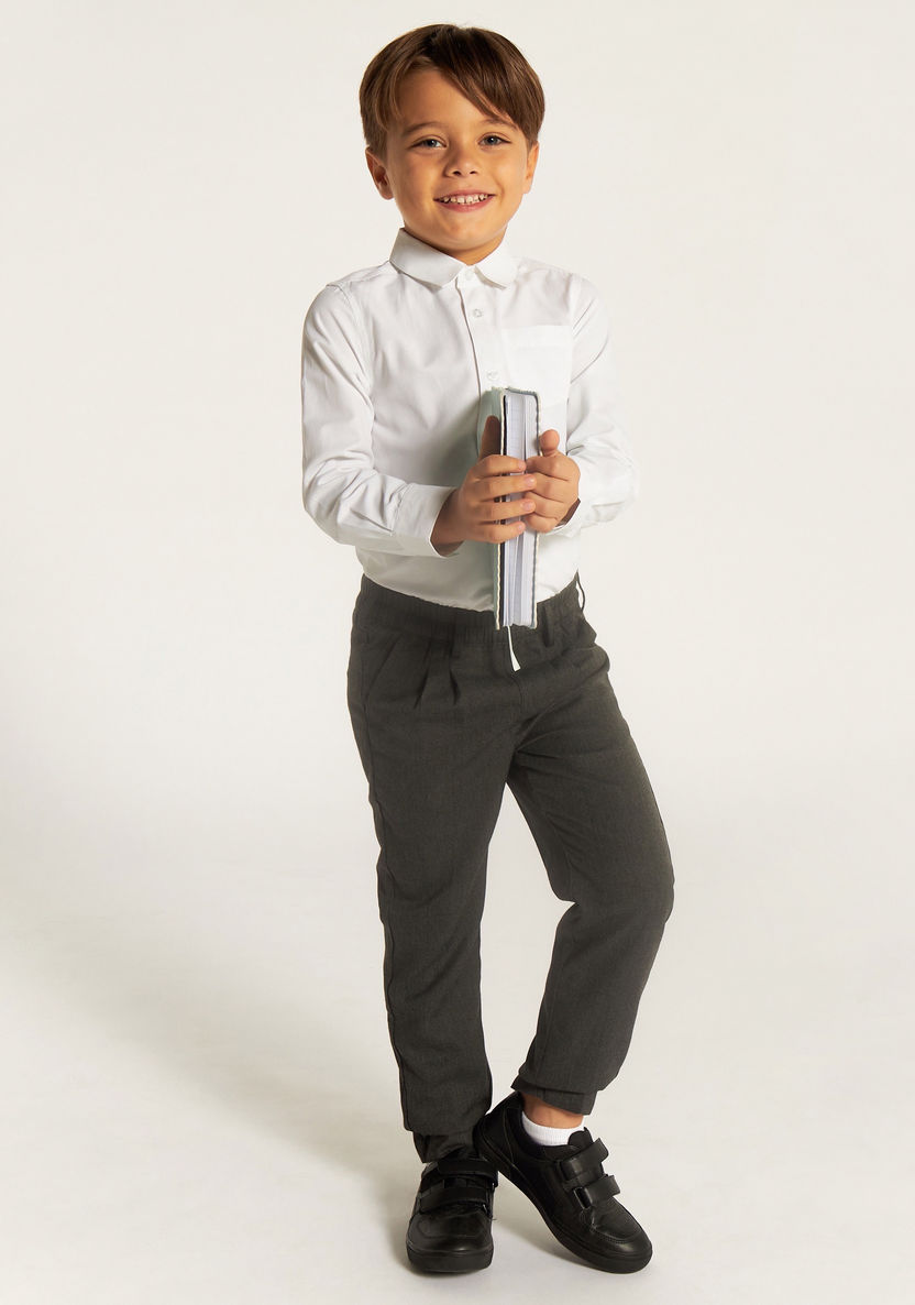 Juniors Solid Trousers with Elasticated Waist and Pockets-Bottoms-image-0