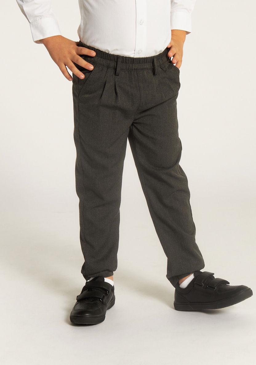 Juniors Solid Trousers with Elasticated Waist and Pockets-Bottoms-image-1