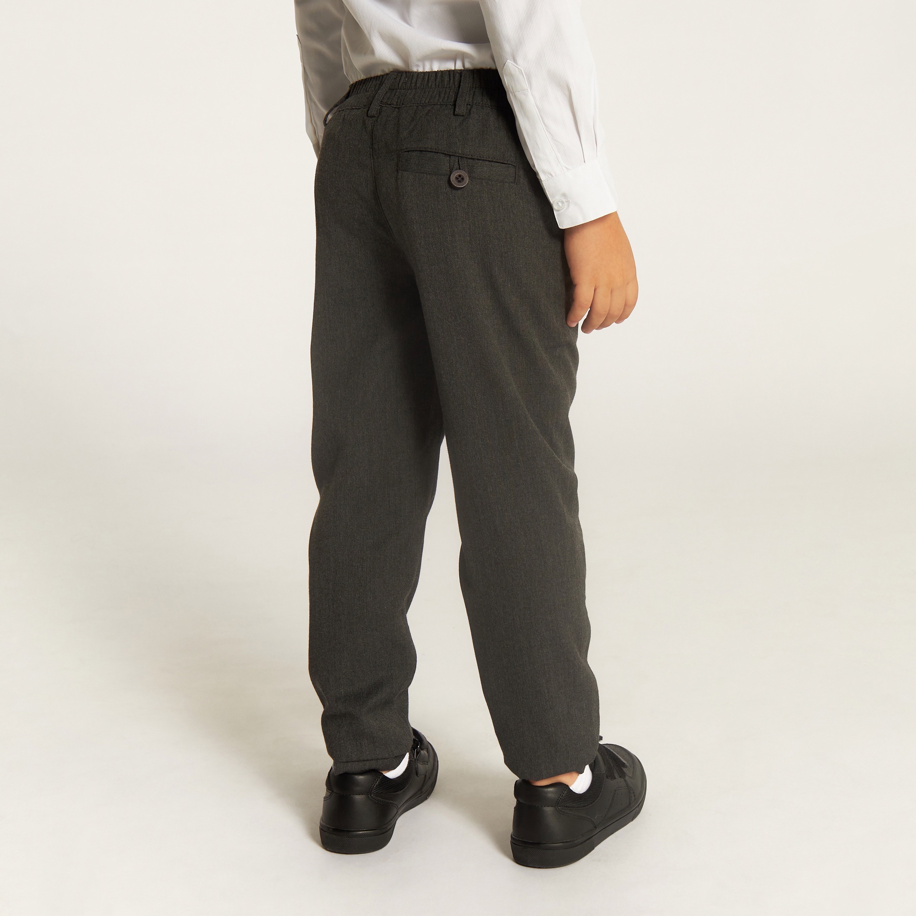 Juniors Solid Trousers with Elasticated Waist and Pockets-boys-clothing-bottoms-trousers-image-3