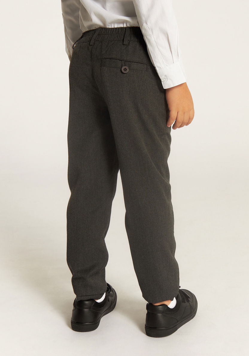 Juniors Solid Trousers with Elasticated Waist and Pockets-Bottoms-image-2
