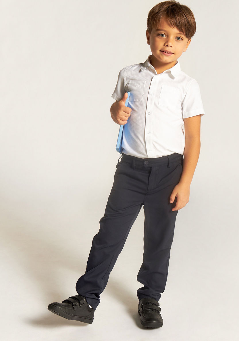 Juniors Solid Trouser with Button Closure and Pockets-Bottoms-image-0