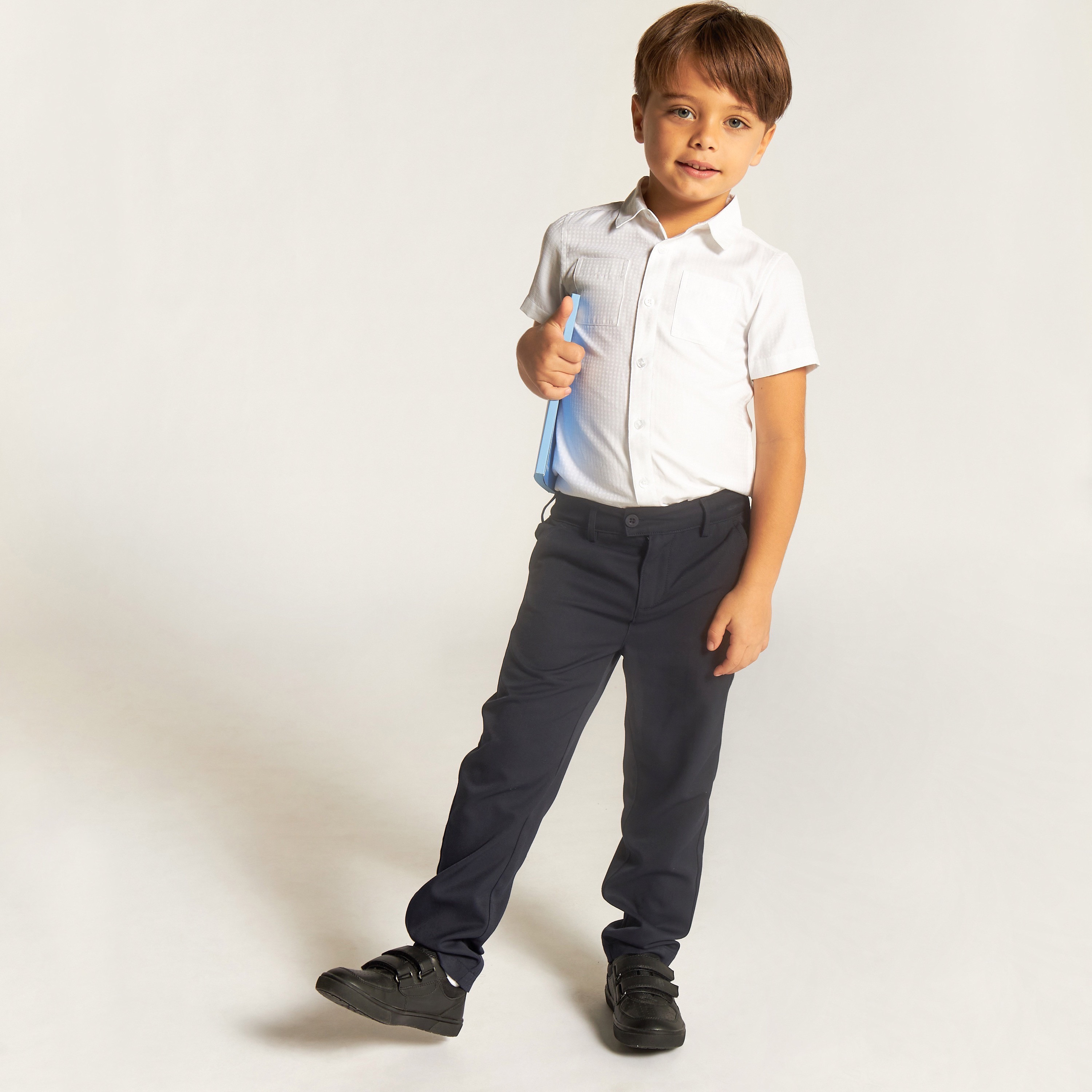 Juniors Solid Trouser with Button Closure and Pockets-boys-clothing-bottoms-trousers-image-2