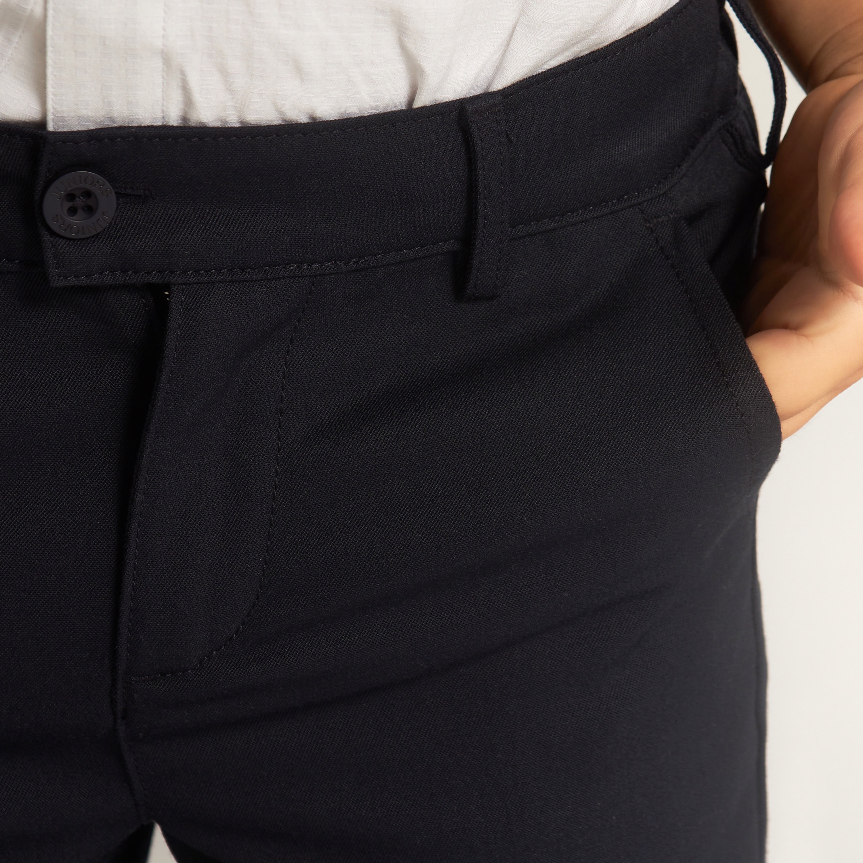 Juniors Solid Trouser with Button Closure and Pockets-boys-clothing-bottoms-trousers-image-4