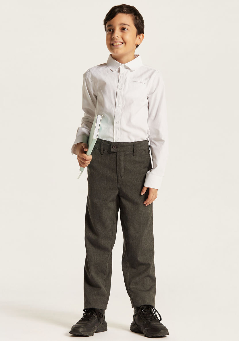 Juniors Solid Trouser with Button Closure and Pockets-Bottoms-image-0