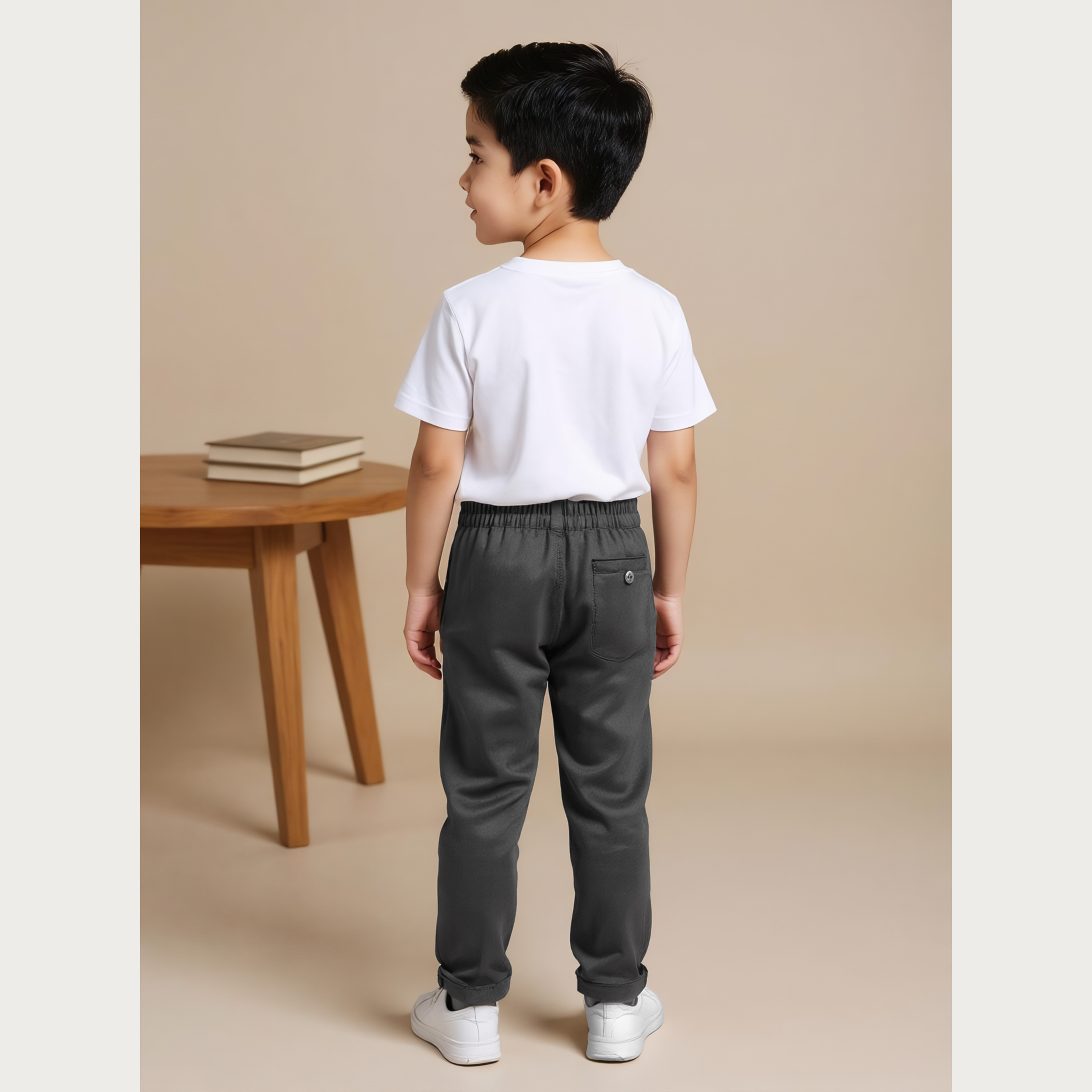 Juniors Solid Trouser with Button Closure and Pockets-boys-clothing-bottoms-trousers-image-3