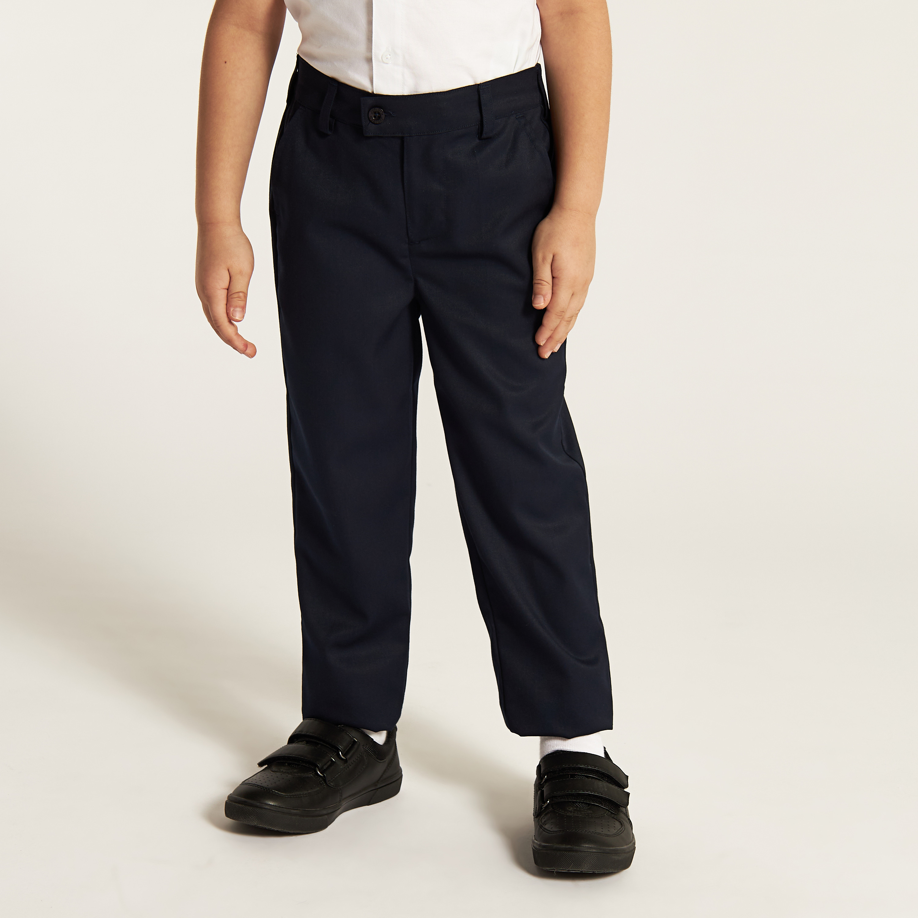 Pack of 2 Juniors Solid Full Length Pants with Button Closure and Pockets-boys-clothing-schoolwear-bottoms-pants-image-2