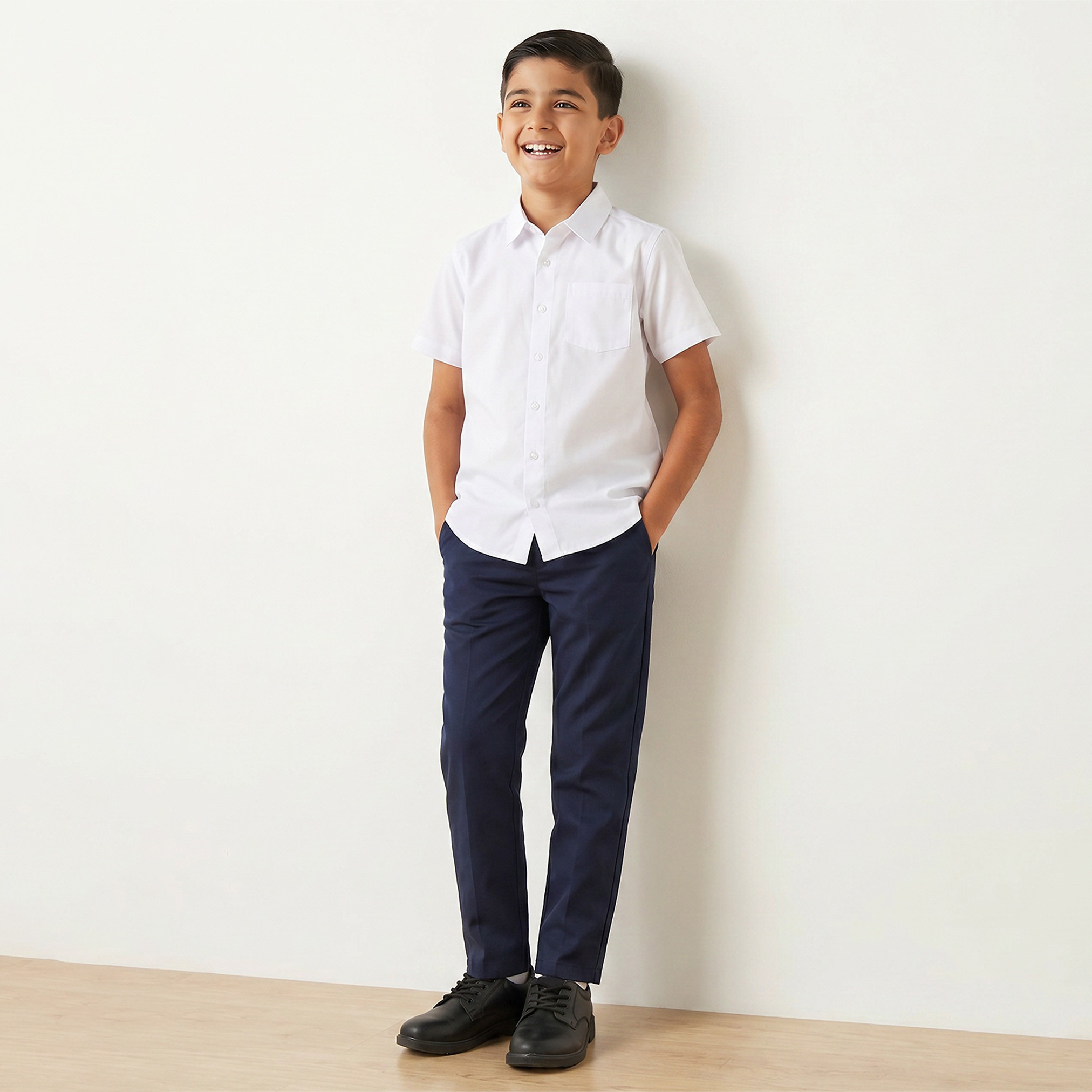 طقم من قطعتين من بنطلون سادة بطول كامل لليافعين بإغلاق بأزرار وجيوب-boys-clothing-schoolwear-bottoms-pants-image-7