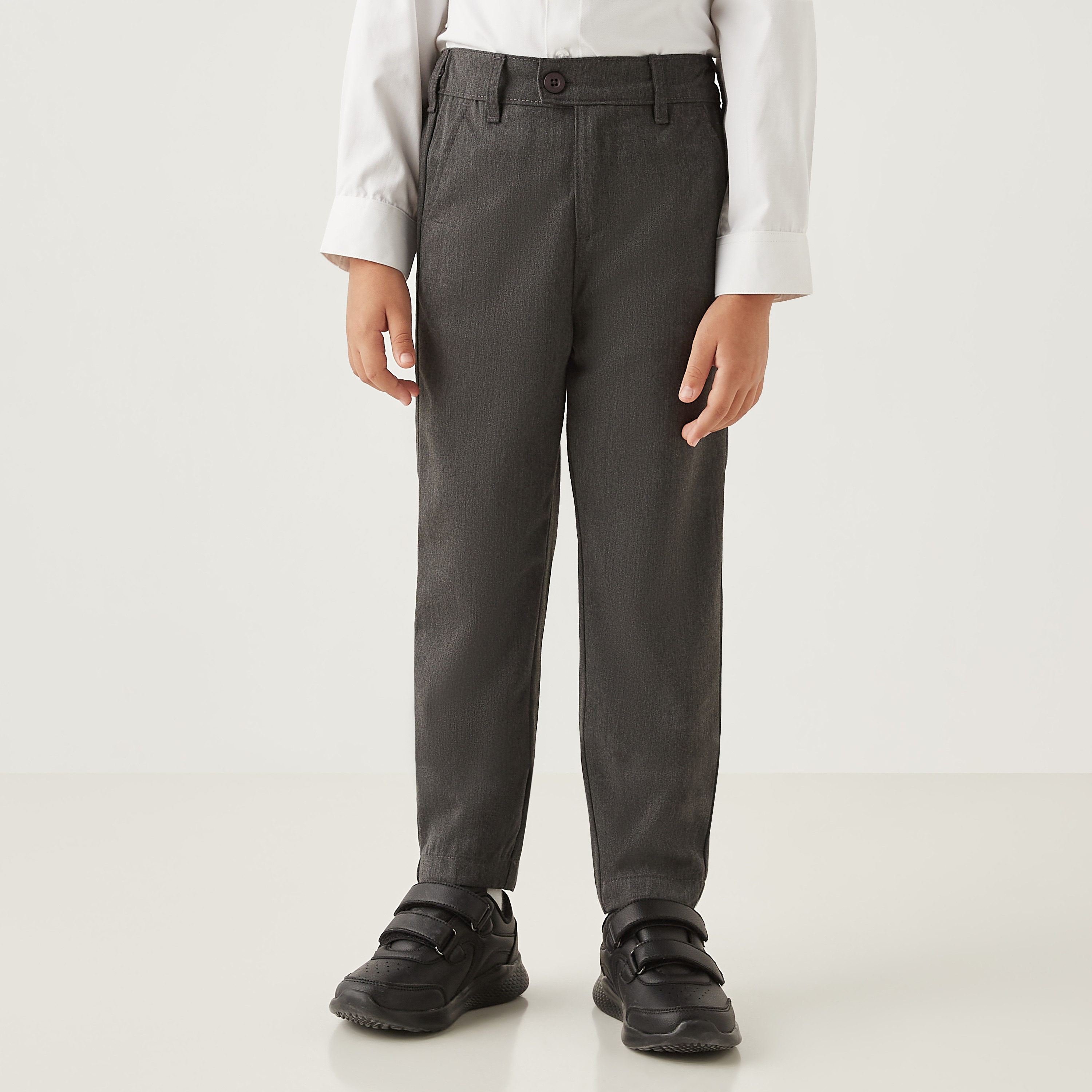 طقم من قطعتين من بنطلون سادة بطول كامل لليافعين بإغلاق بأزرار وجيوب-boys-clothing-schoolwear-bottoms-pants-image-7